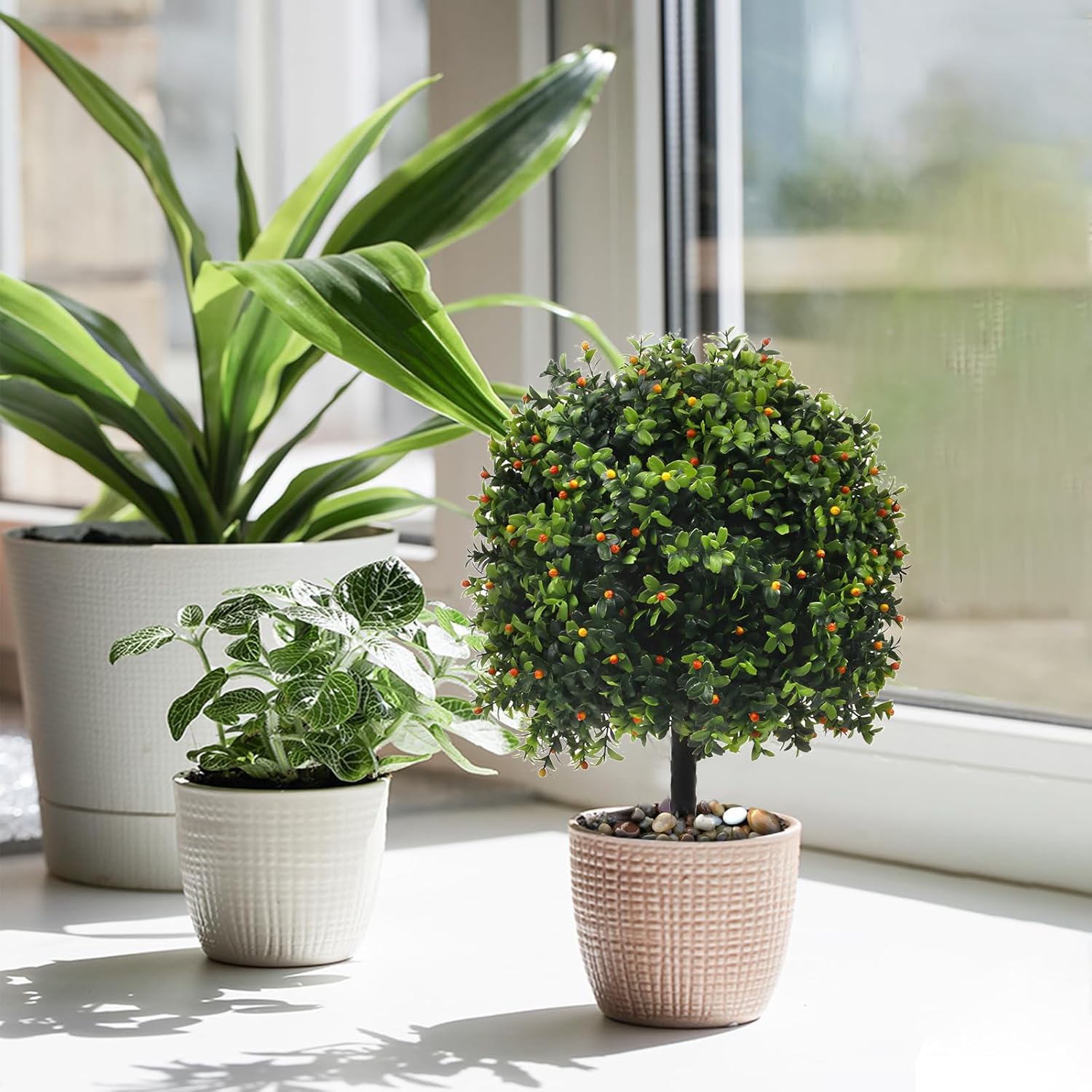 KUKKUME Artificial Boxwood Topiary Set of 2