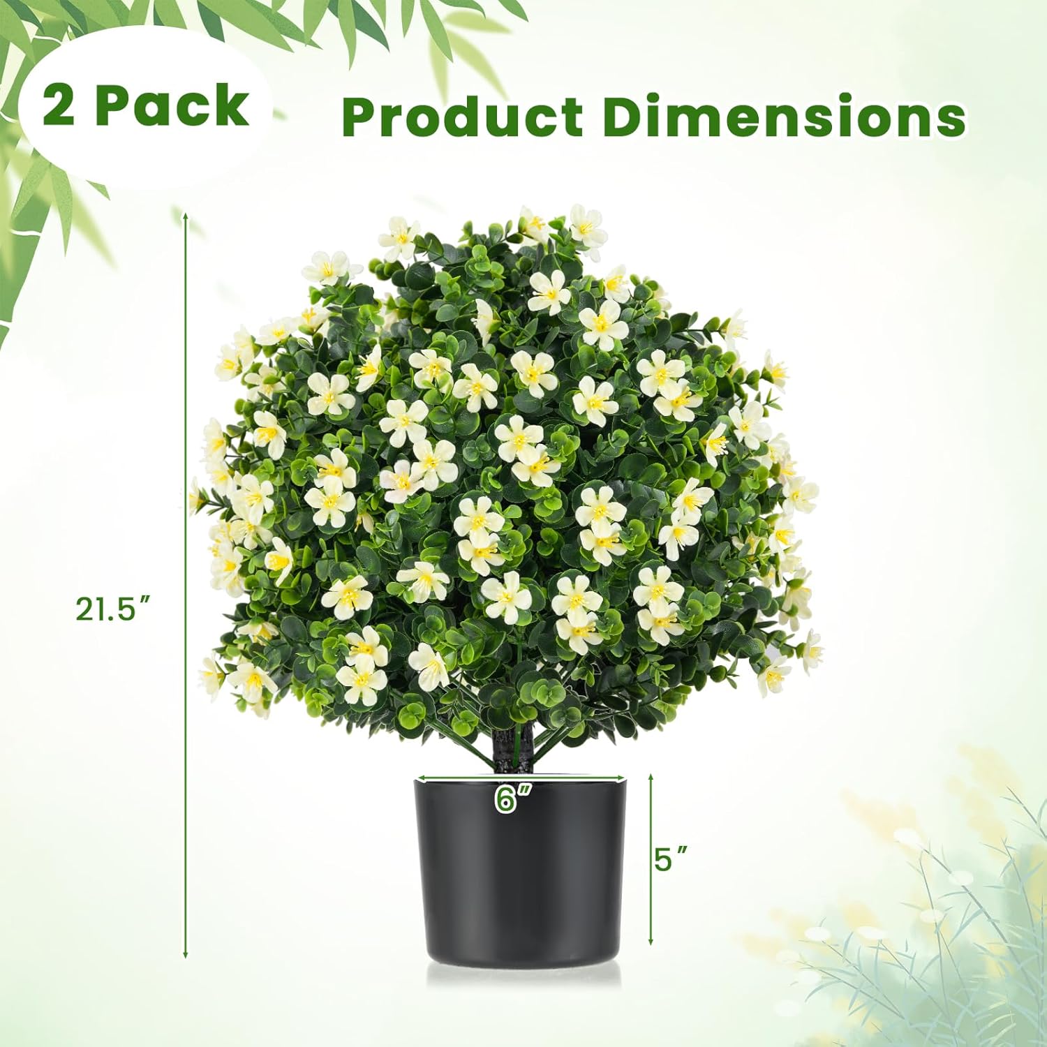 Goplus 215 Inch Artificial Boxwood Topiary Ball Tree Set of 2