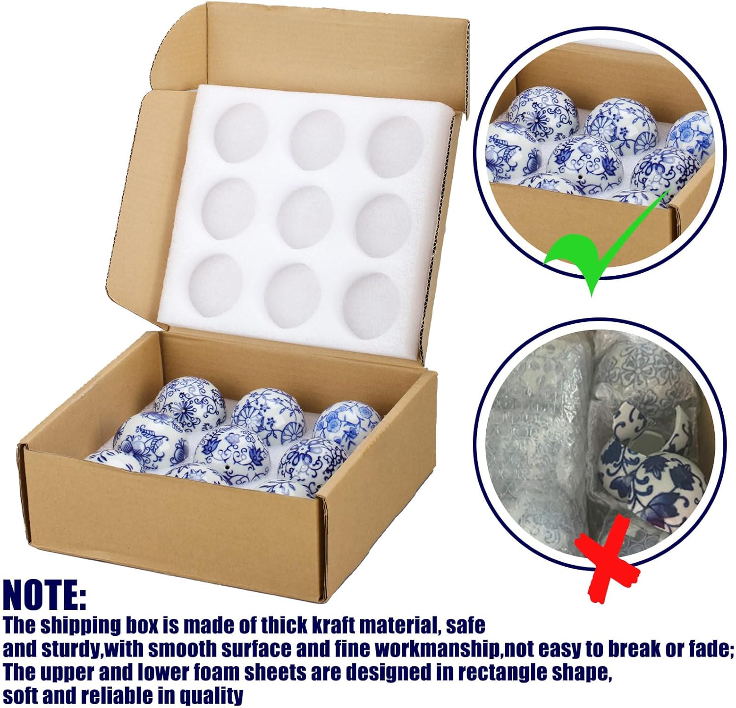 Vesici 9 Pcs Blue White Porcelain Decorative Balls