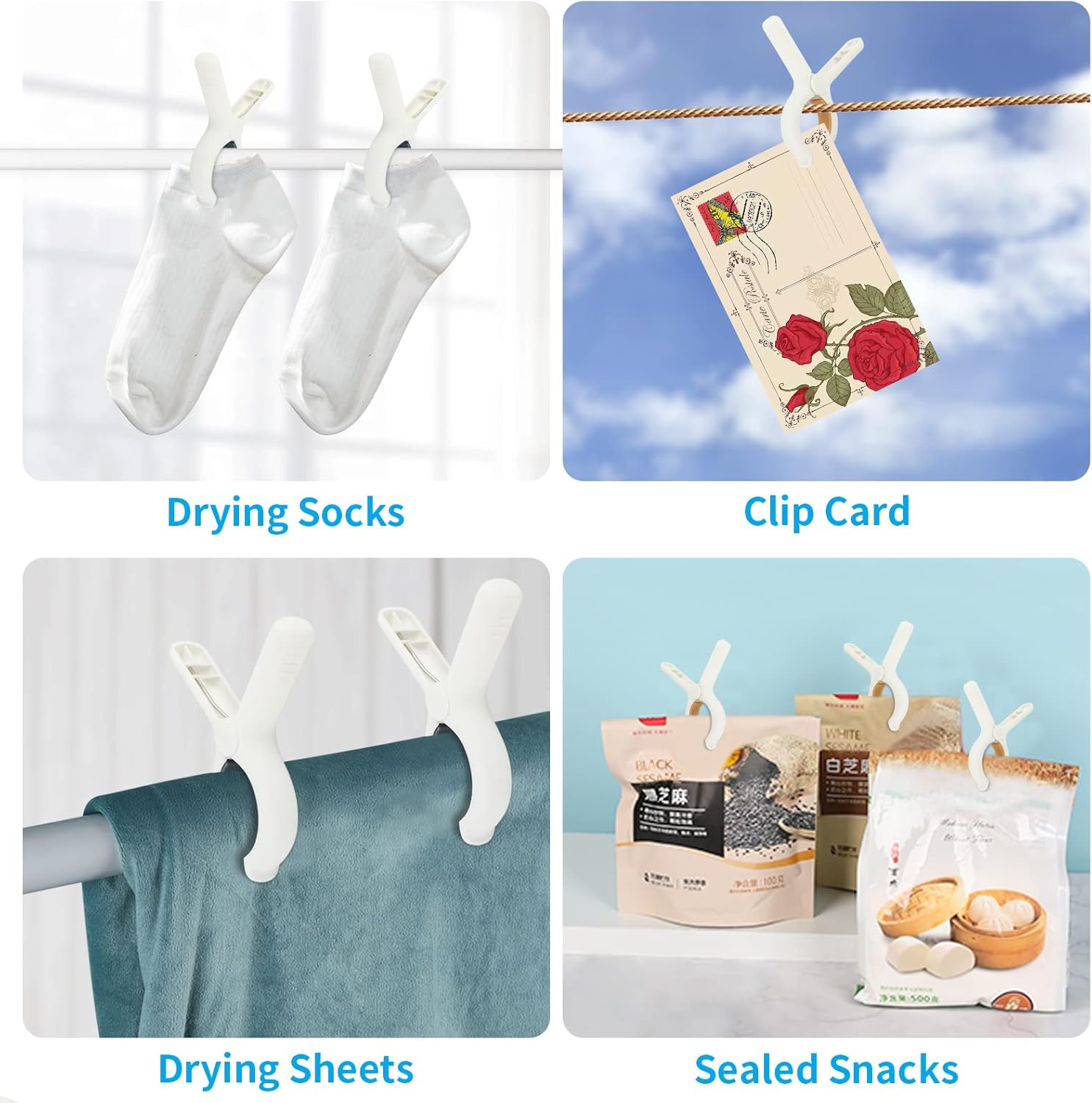 QOPAHI Beach Towel Clips Set of 8 with Drawstring Bag
