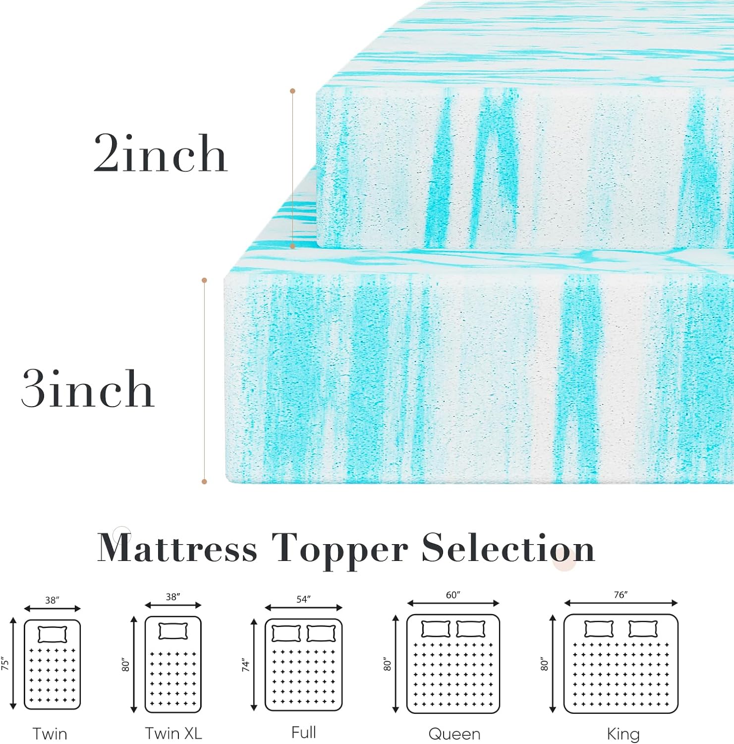 DUMOS Memory Foam Mattress Topper Queen