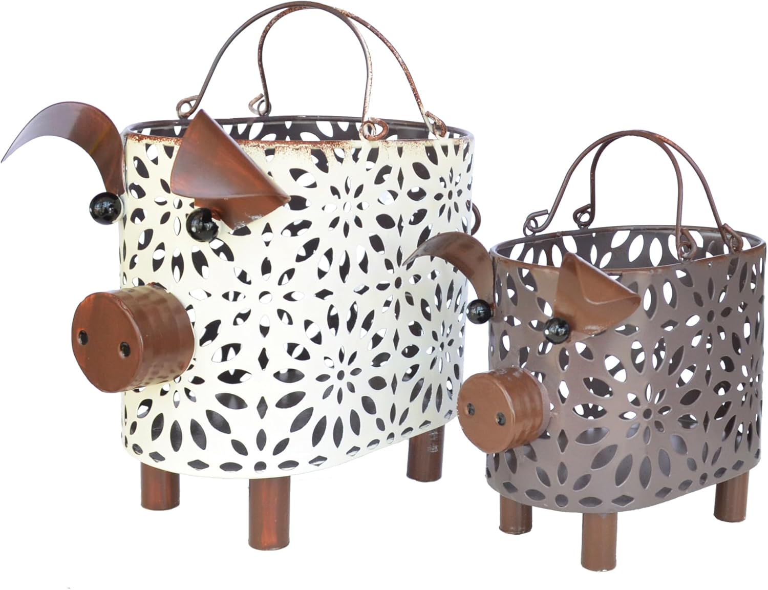 GIFTME 5 Farmhouse Metal Storage Baskets Set with Handles