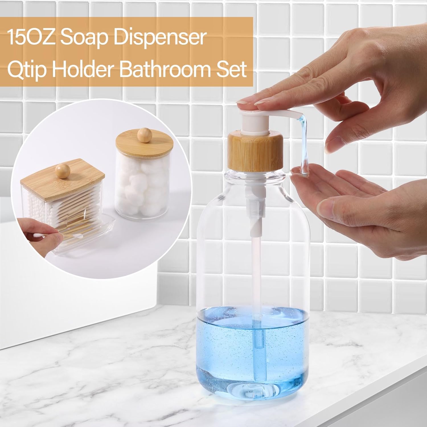 Tbestmax Bamboo Bathroom Accessories Set 4 Pcs