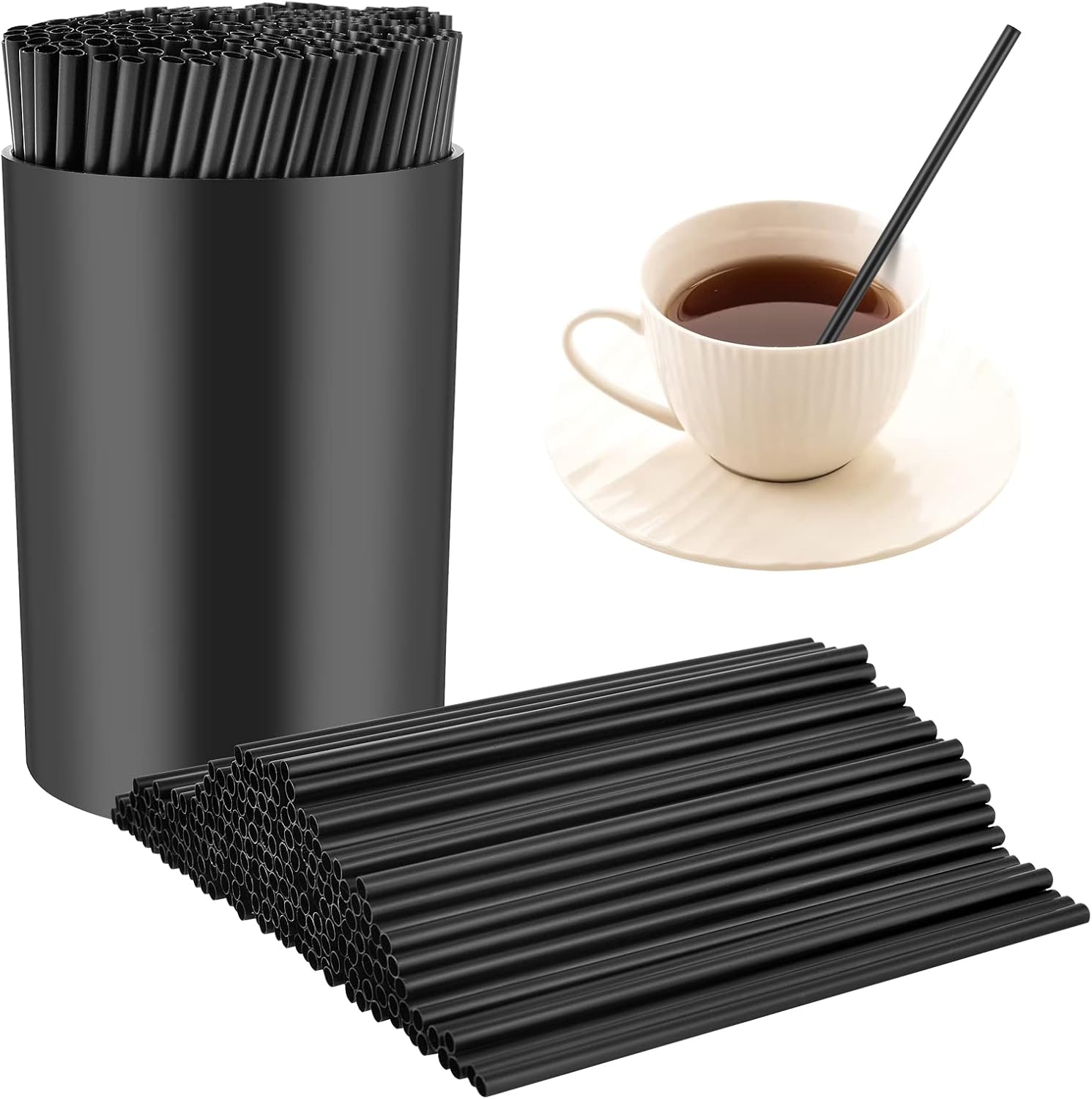 200 Pcs Black Coffee Stirrer and Holder Set