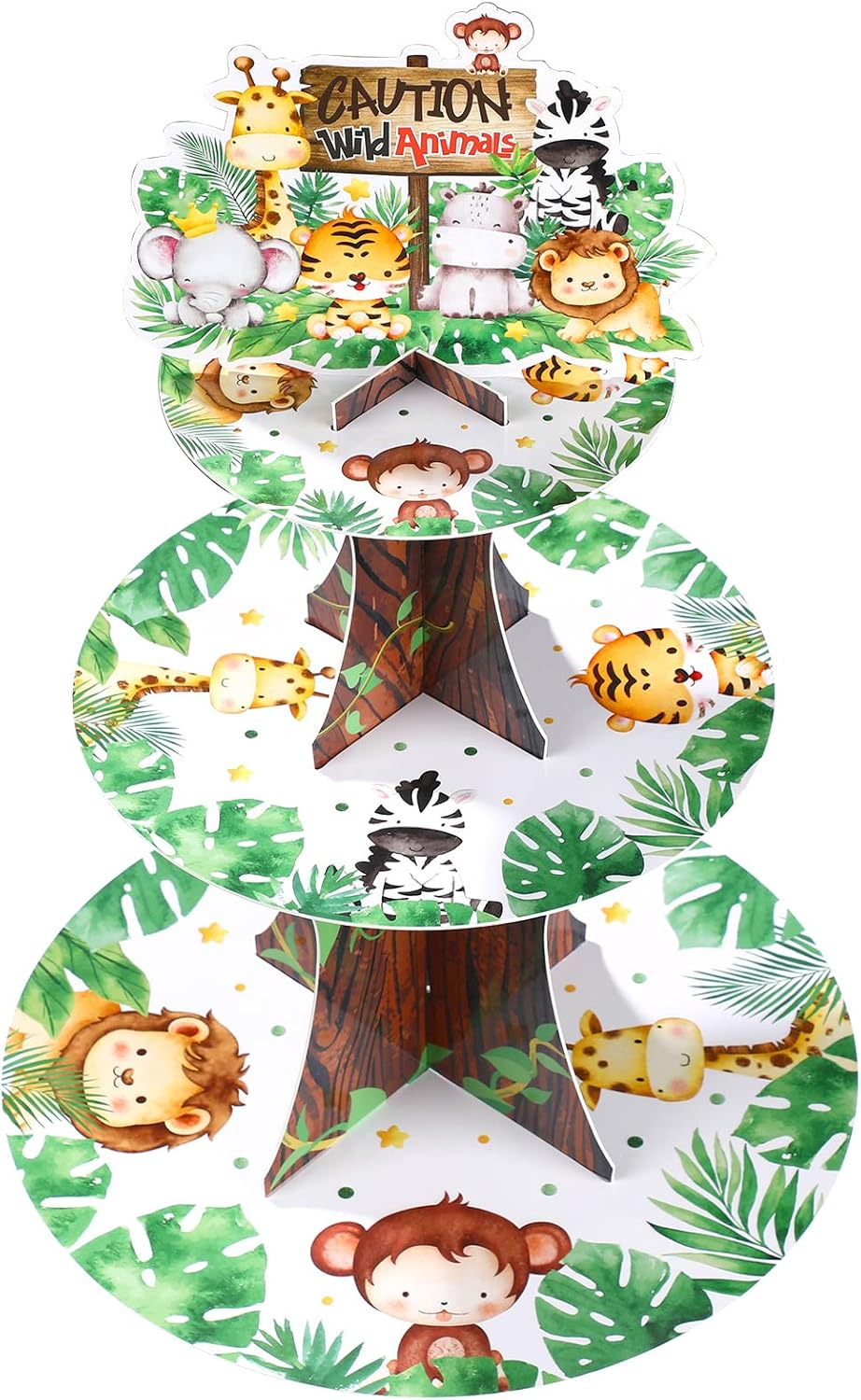 Nuenen Safari Cupcake Stand 3 Tier Jungle Birthday Decor