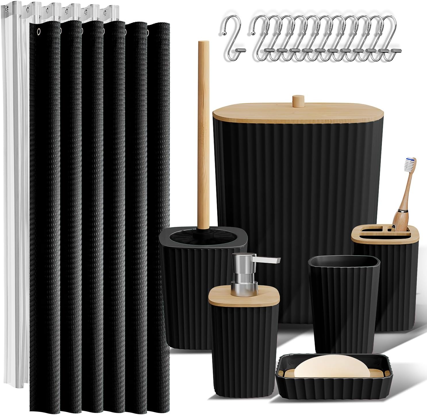 Clara Clark Bathroom Accessories Set - 20PC Black Set