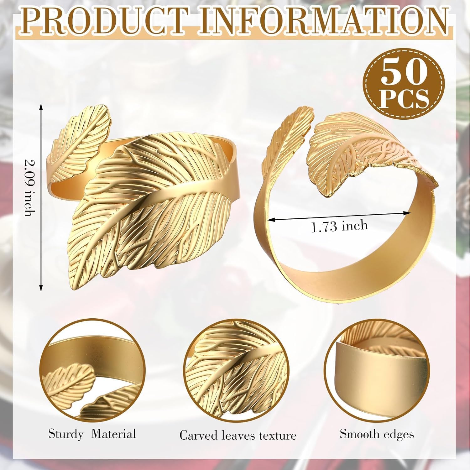 Gold Napkin Rings Set of 50 for Elegant Table Settings