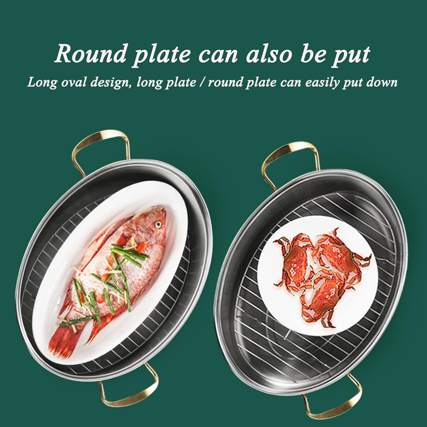 Stainless Steel Multi-Use Roasting Pan with Rack and Double Layer