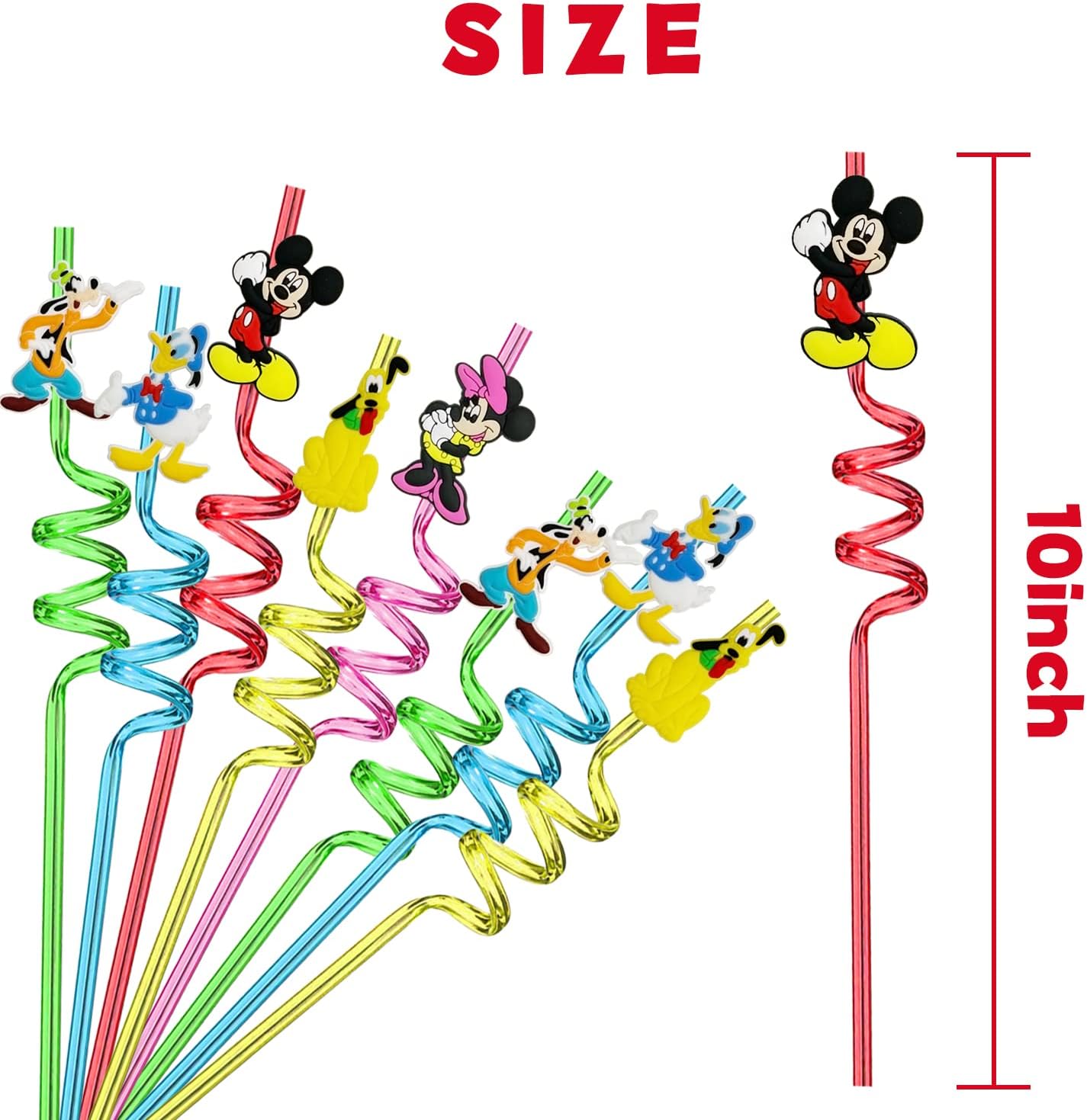 25 Piece Mouse Straws with Cleaning Brushes for Parties