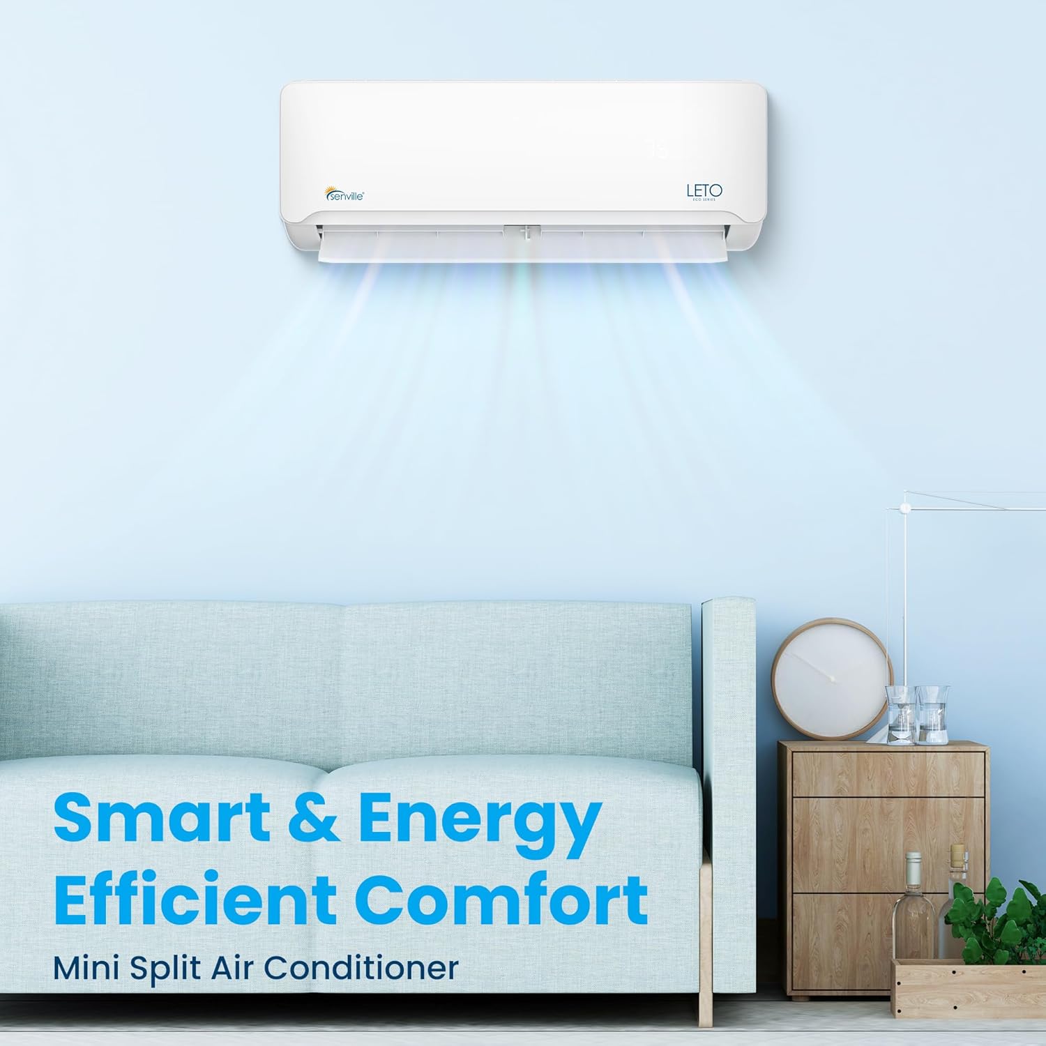 Senville Leto Series Mini Split AC Heat Pump 9000 BTU White