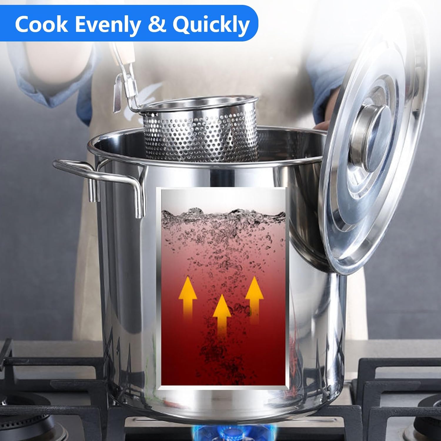 AIZYR 6L Stainless Steel Stock Pot with Lid