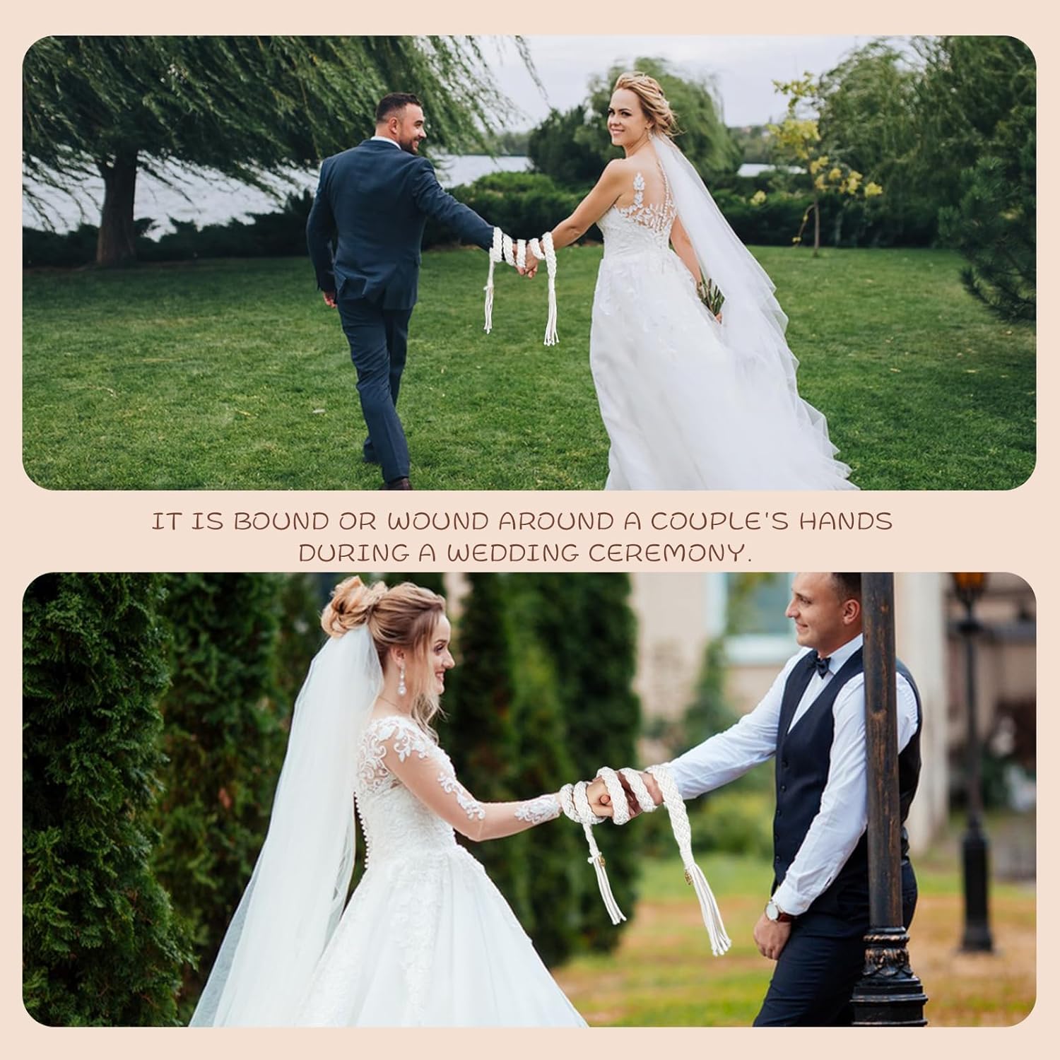ESNOY Wedding Lasso Rope with Pendants Traditional Celtic Style White