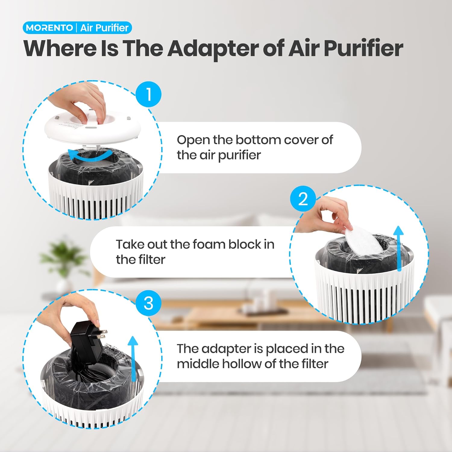 MERONTE Small Air Purifier with Sleep Mode and Blue Light