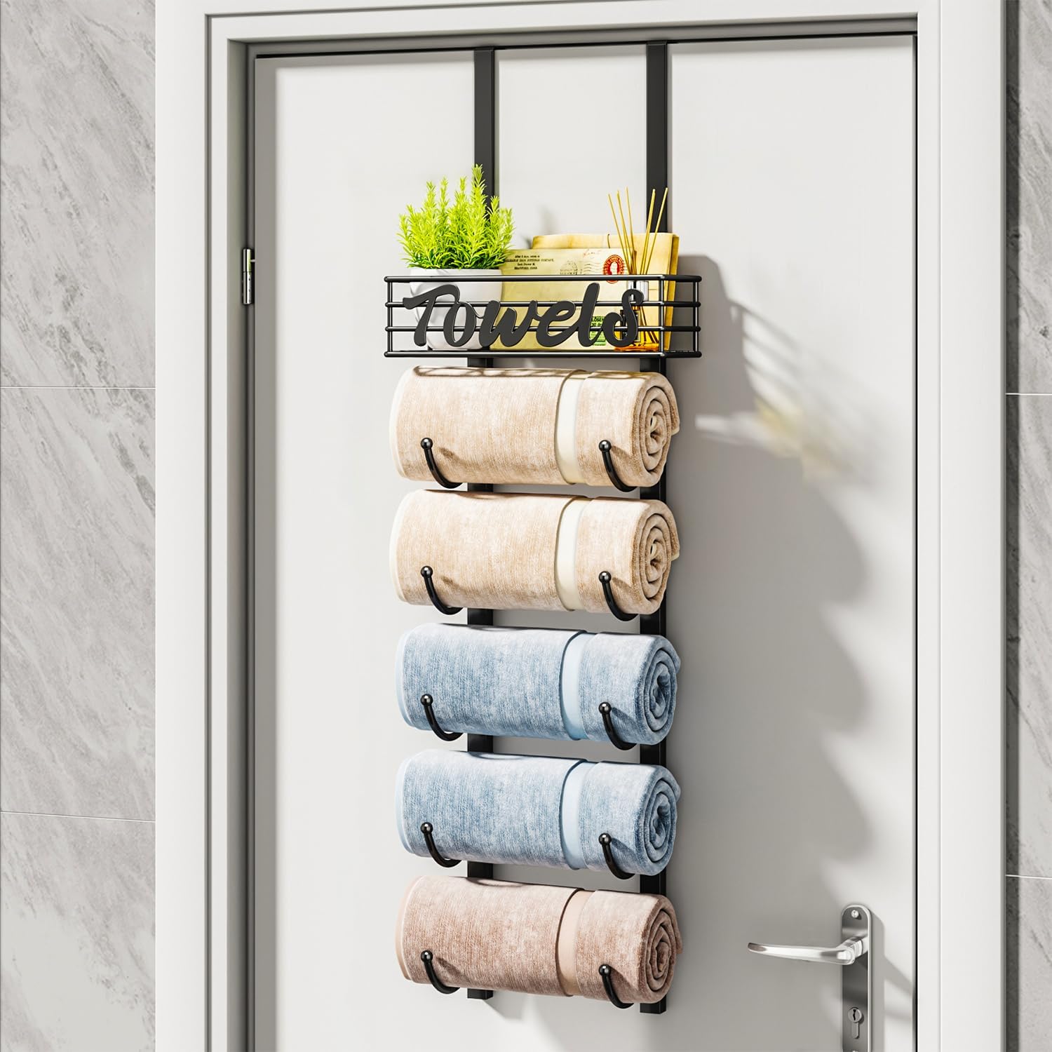 HapiRm 6-Tier Towel Rack - Black Patented