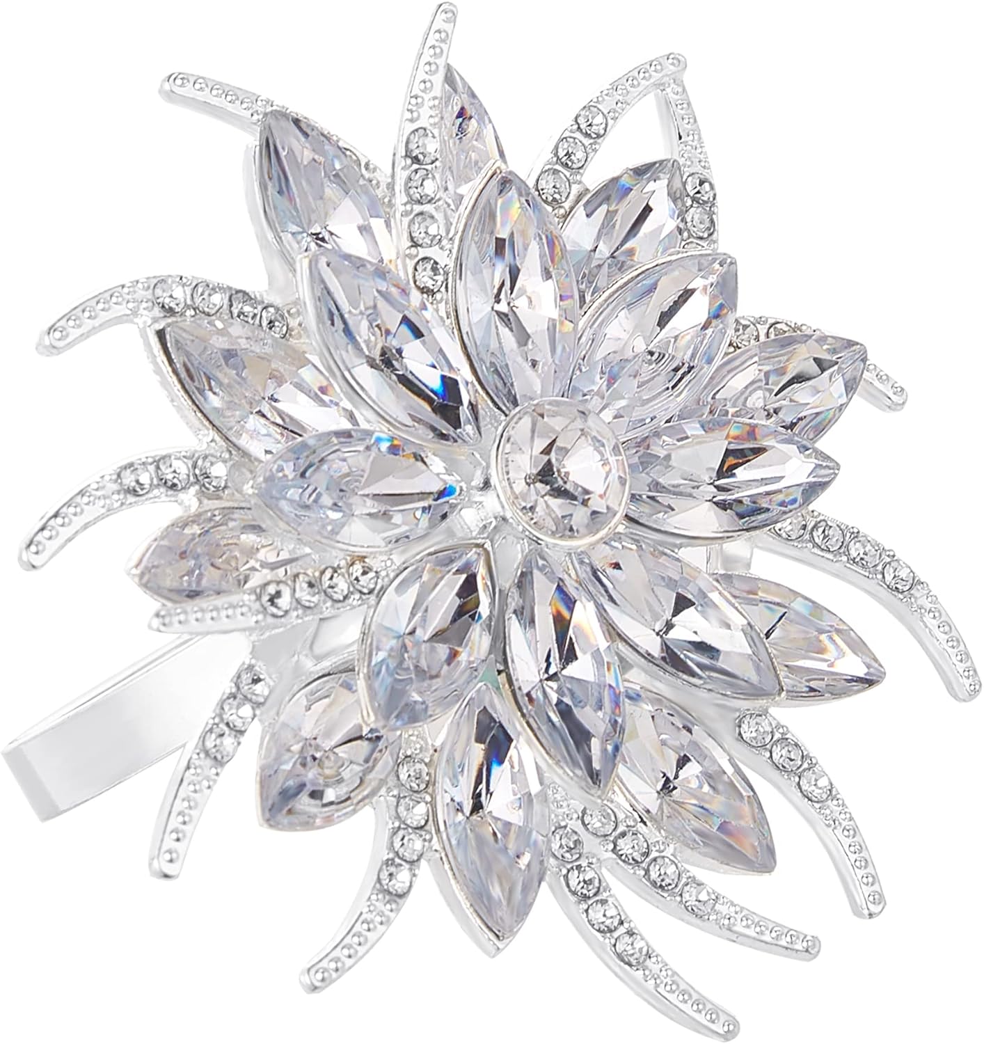 Zeedix Silver Lotus Napkin Rings Set of 12