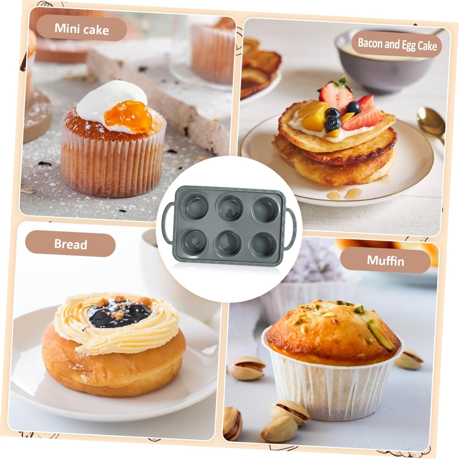 PRETYZOOM Silicone Baking Molds Non-Stick Cake Pan for Creative Desserts