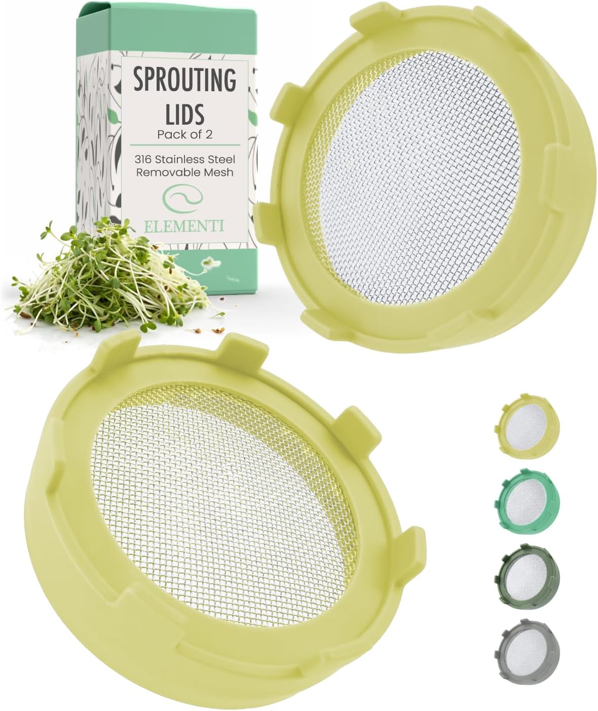 Elementi Sprouting Jar Kit Set of 2 for Mason Jars