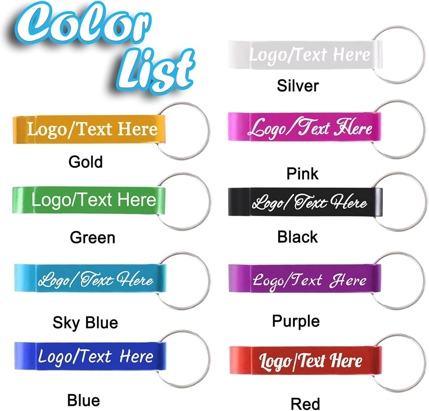 100pcs Personalized Aluminum Bottle Opener Keychain