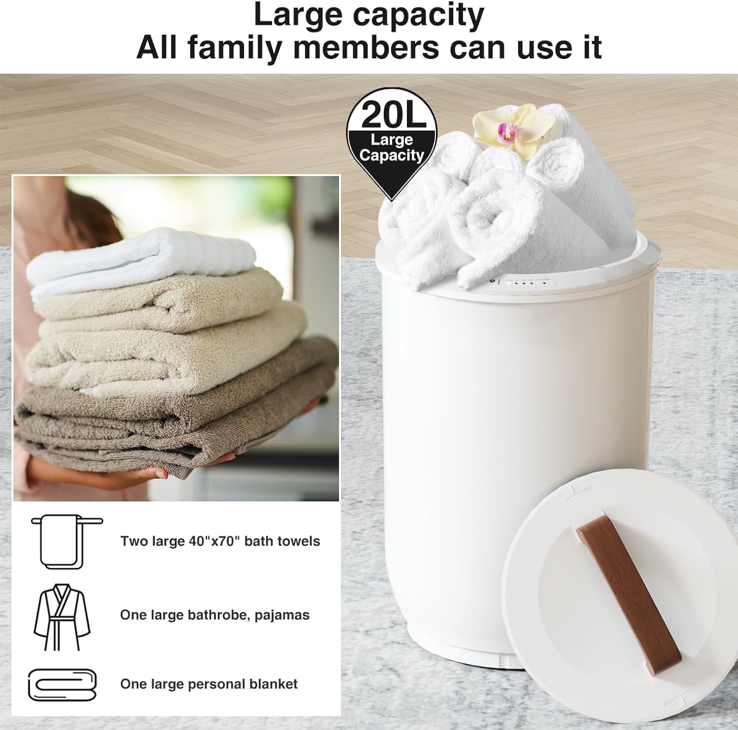 SAMEAT Heated Towel Warmer for Bath - 2 Towels Auto Shut Off