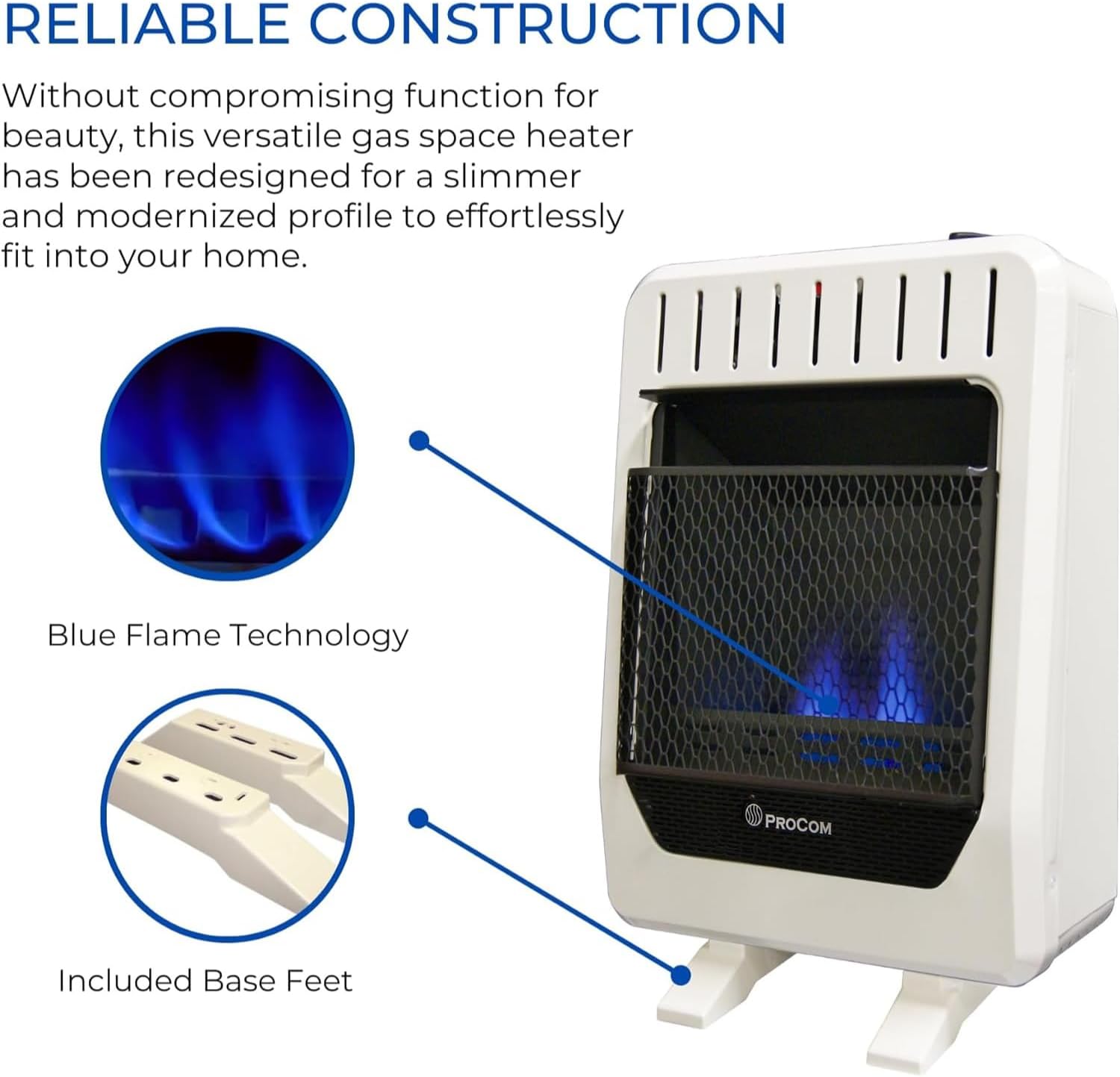 ProCom BF10M-B Ventless Dual Fuel Blue Flame Space Heater 10000 BTU