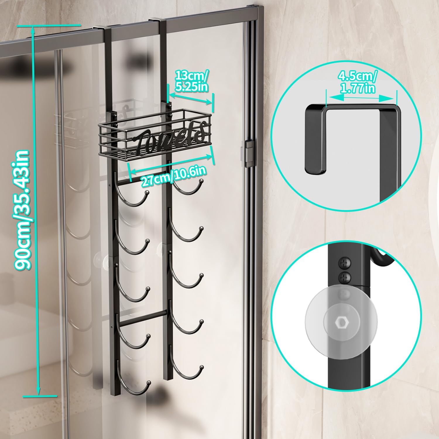 HapiRm 6-Tier Towel Rack - Black Patented