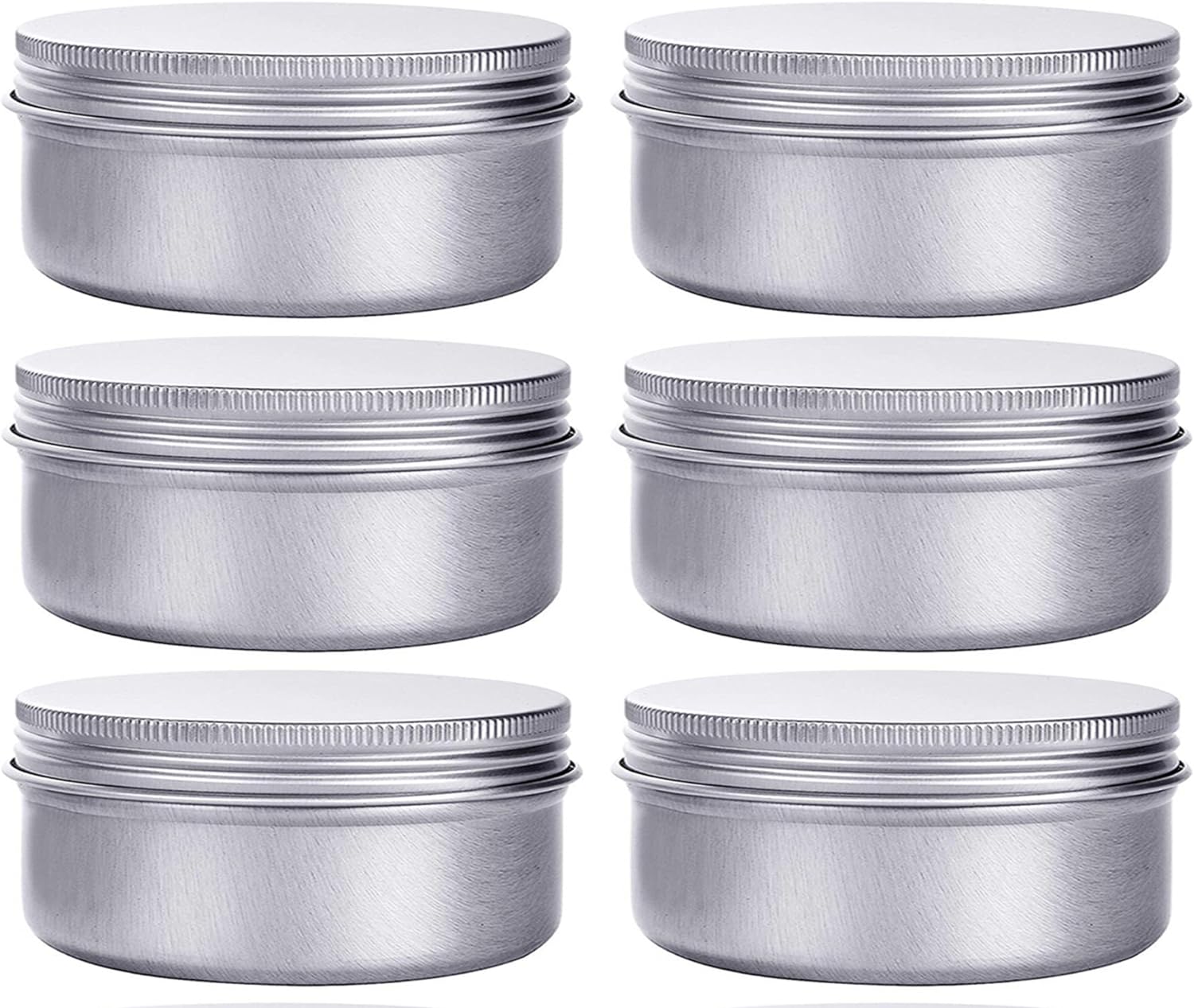 6 Ounce Aluminum Storage Cans with Screw Lids 6 Pcs Set