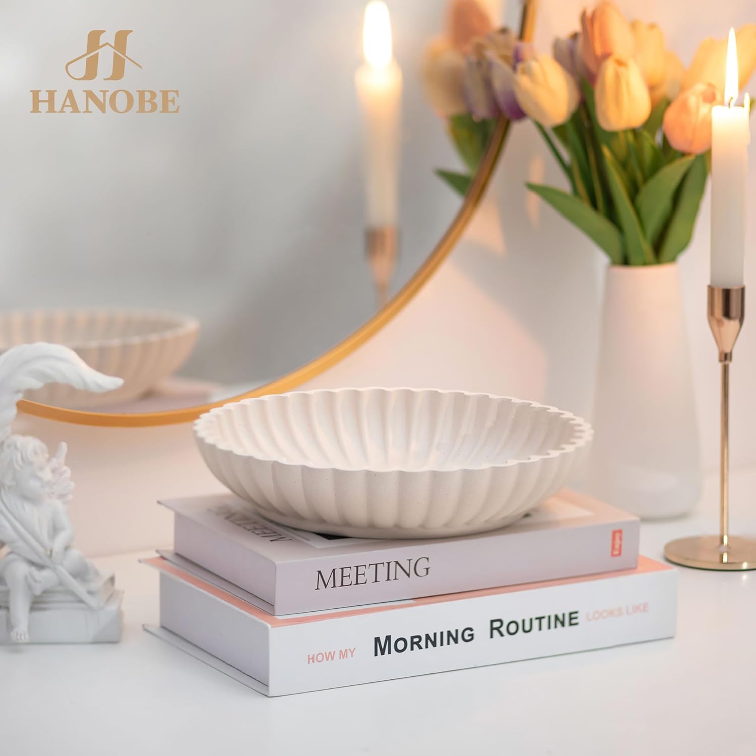 Hanobe Centerpiece Bowl Decor with Ruffle Edge
