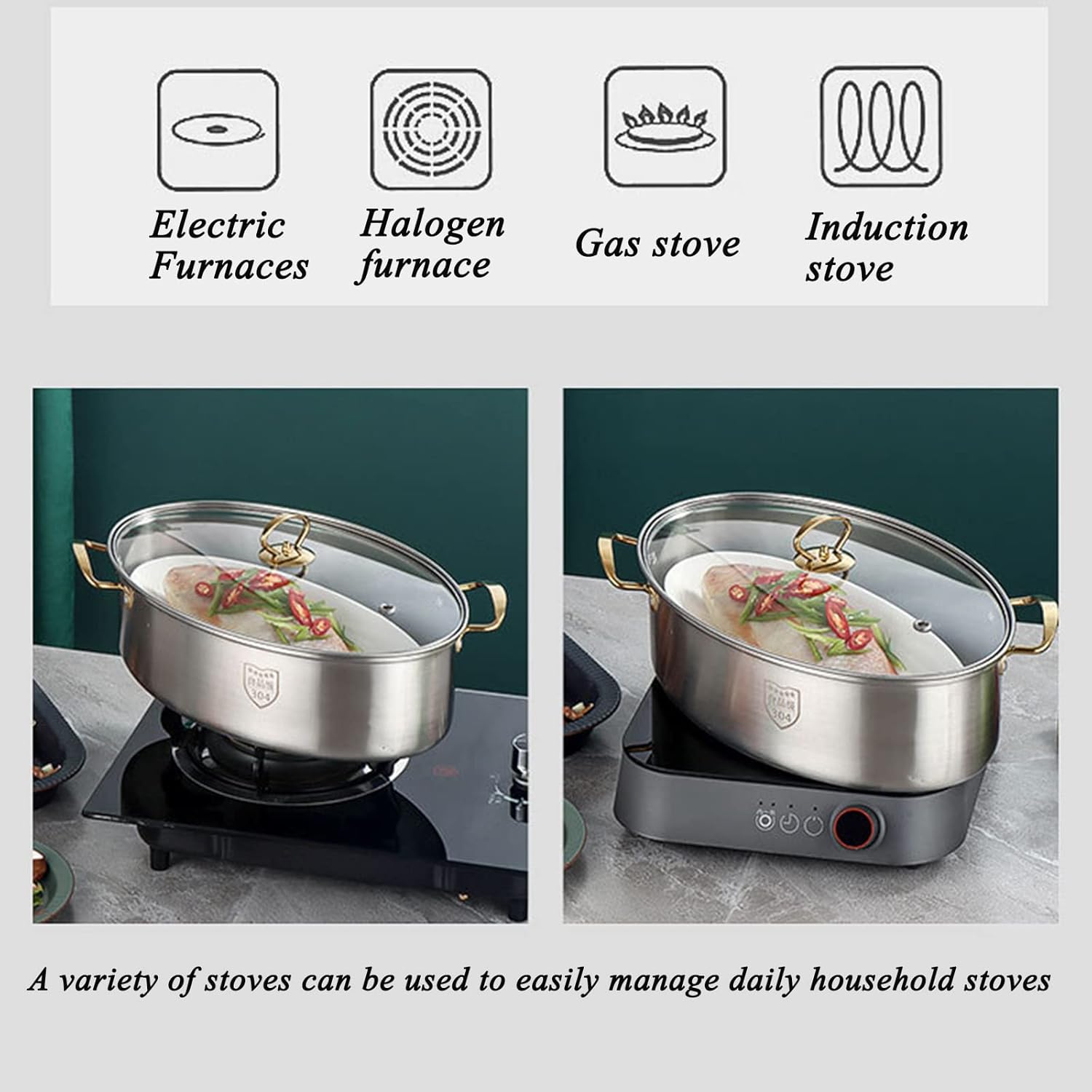Stainless Steel Multi-Use Roasting Pan with Rack and Double Layer