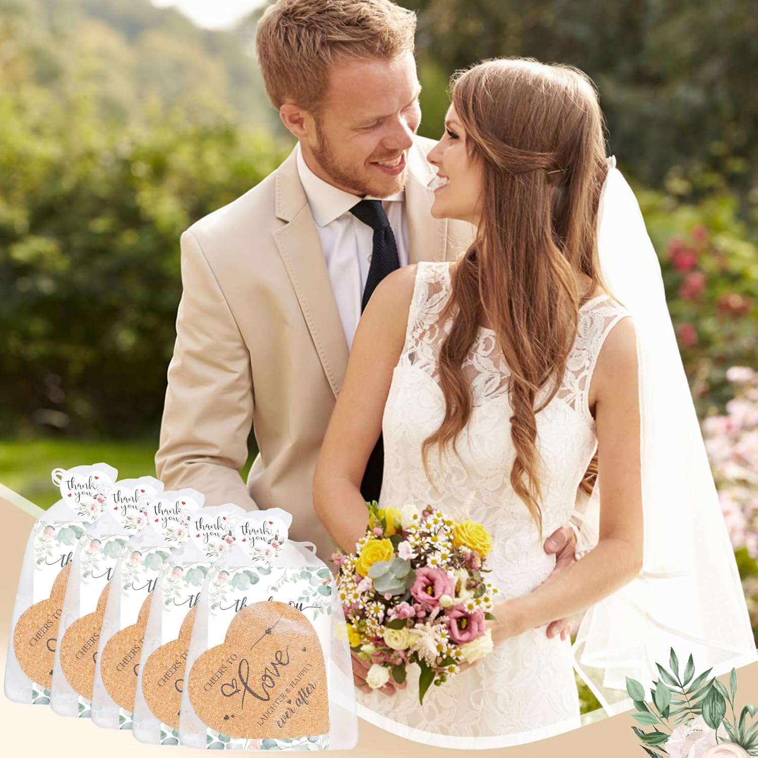 100 Heart Shaped Coasters Wedding Favors Gift Set