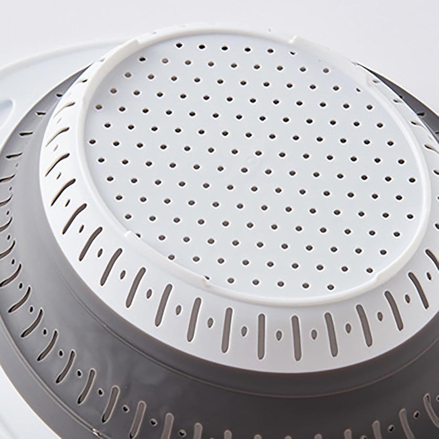 Collapsible Colander Strainer with Hanging Ears Heavy Duty Kitchen Drain Basket Light Pink
