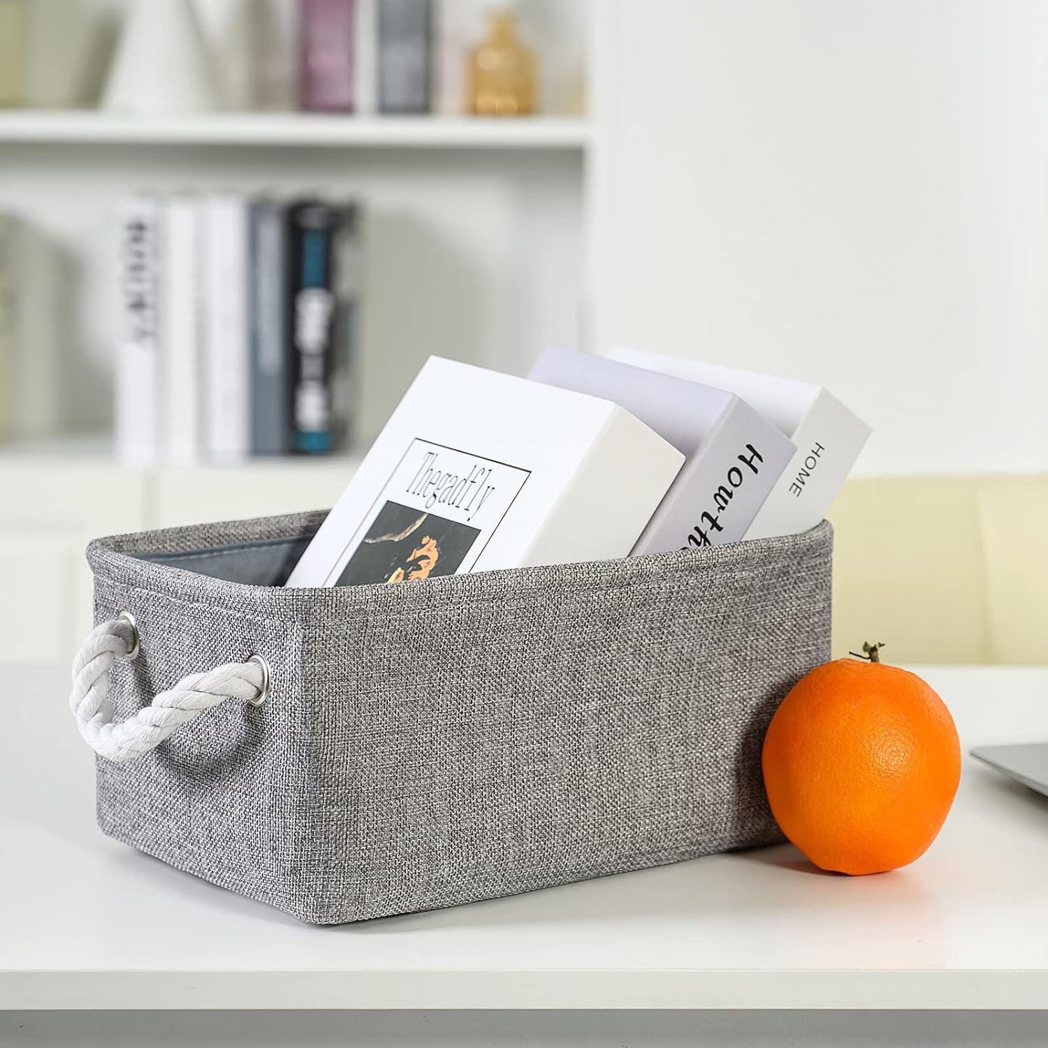 TheWarmHome Storage Bins for Shelves - Grey Small Baskets