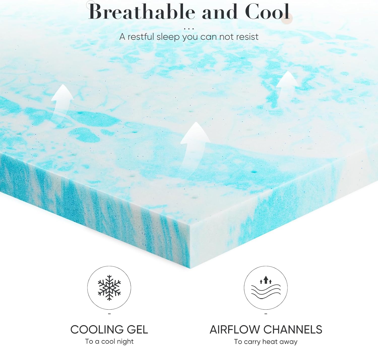 DUMOS Memory Foam Mattress Topper Queen