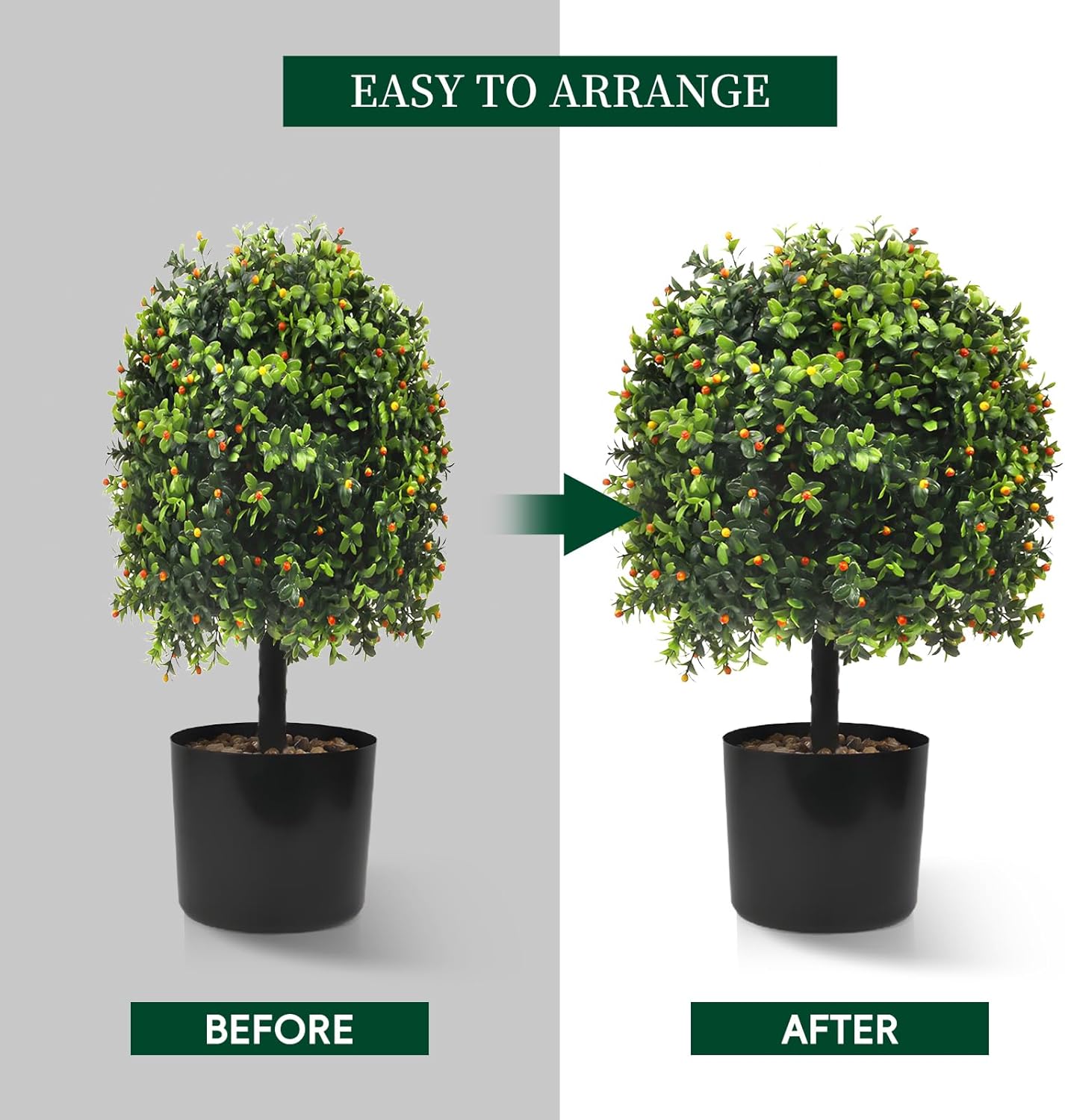 KUKKUME Artificial Boxwood Topiary Set of 2