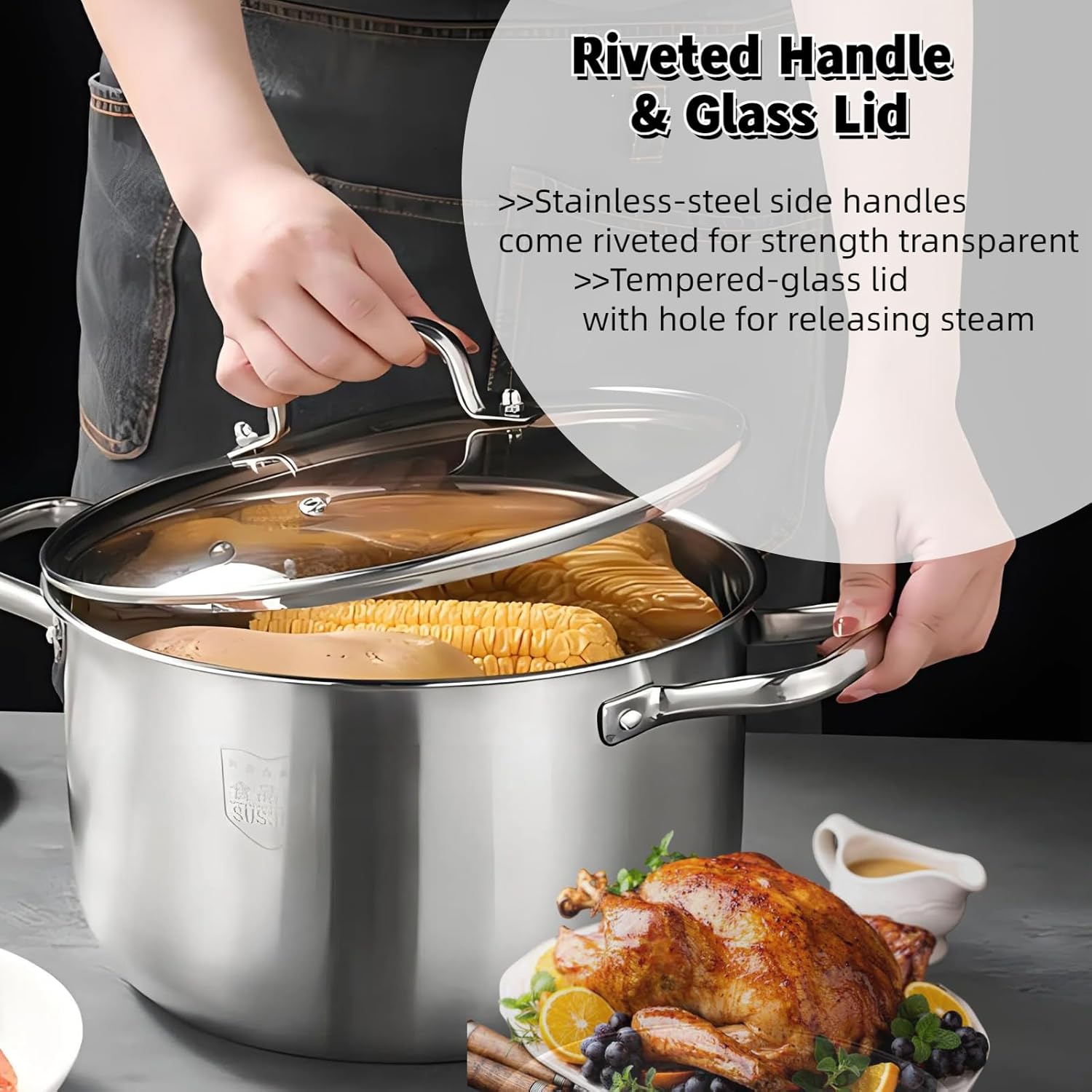 6-Quart Stainless Steel Stockpot with Tempered Glass Lid