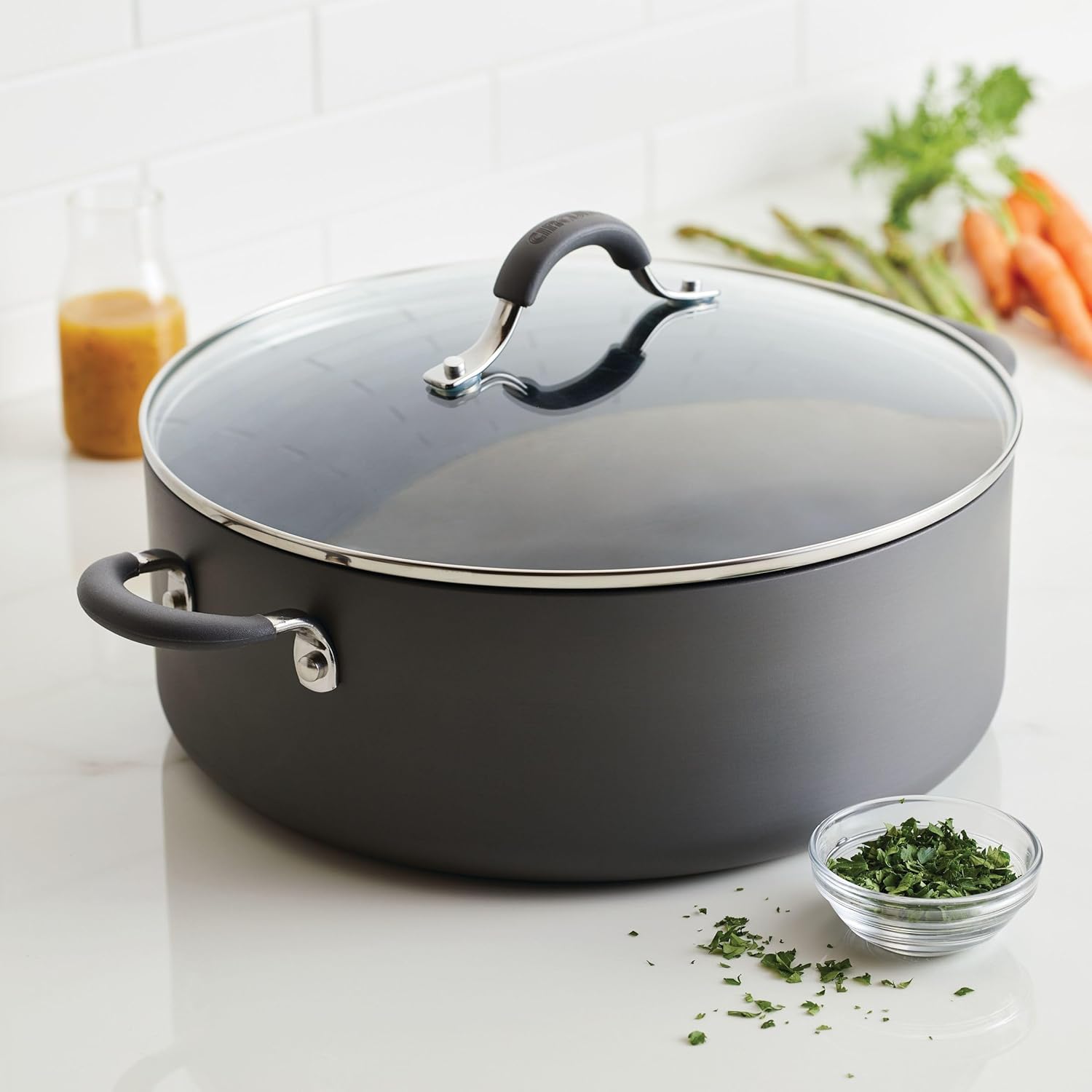 Circulon 83908 Radiance 75 Qt Stock Pot with Lid Gray