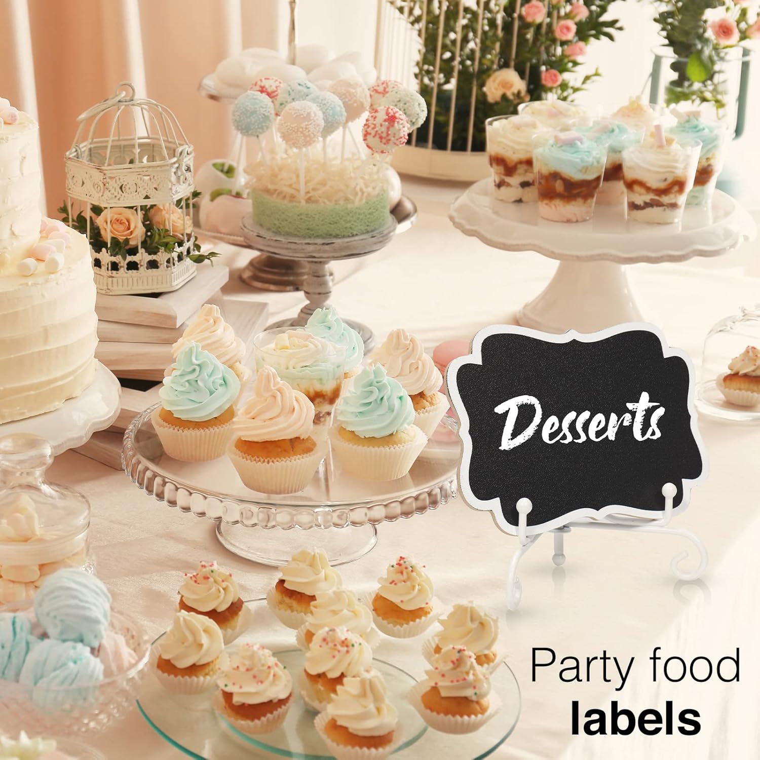 Mini Chalkboard Signs for Food Labels with Iron Stand 10 Pack