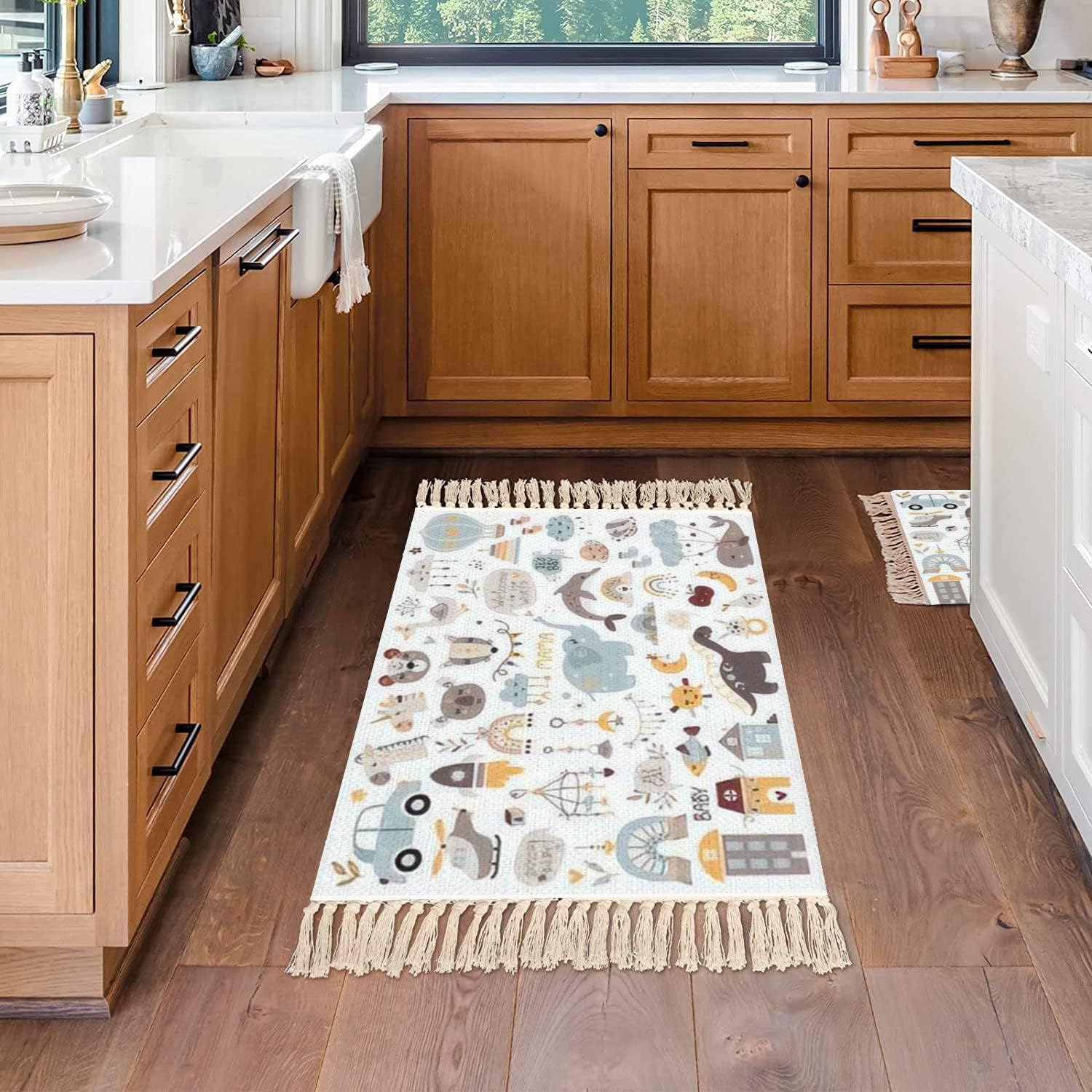 Boho Style Kid Room Rug with Tassels and Fringe