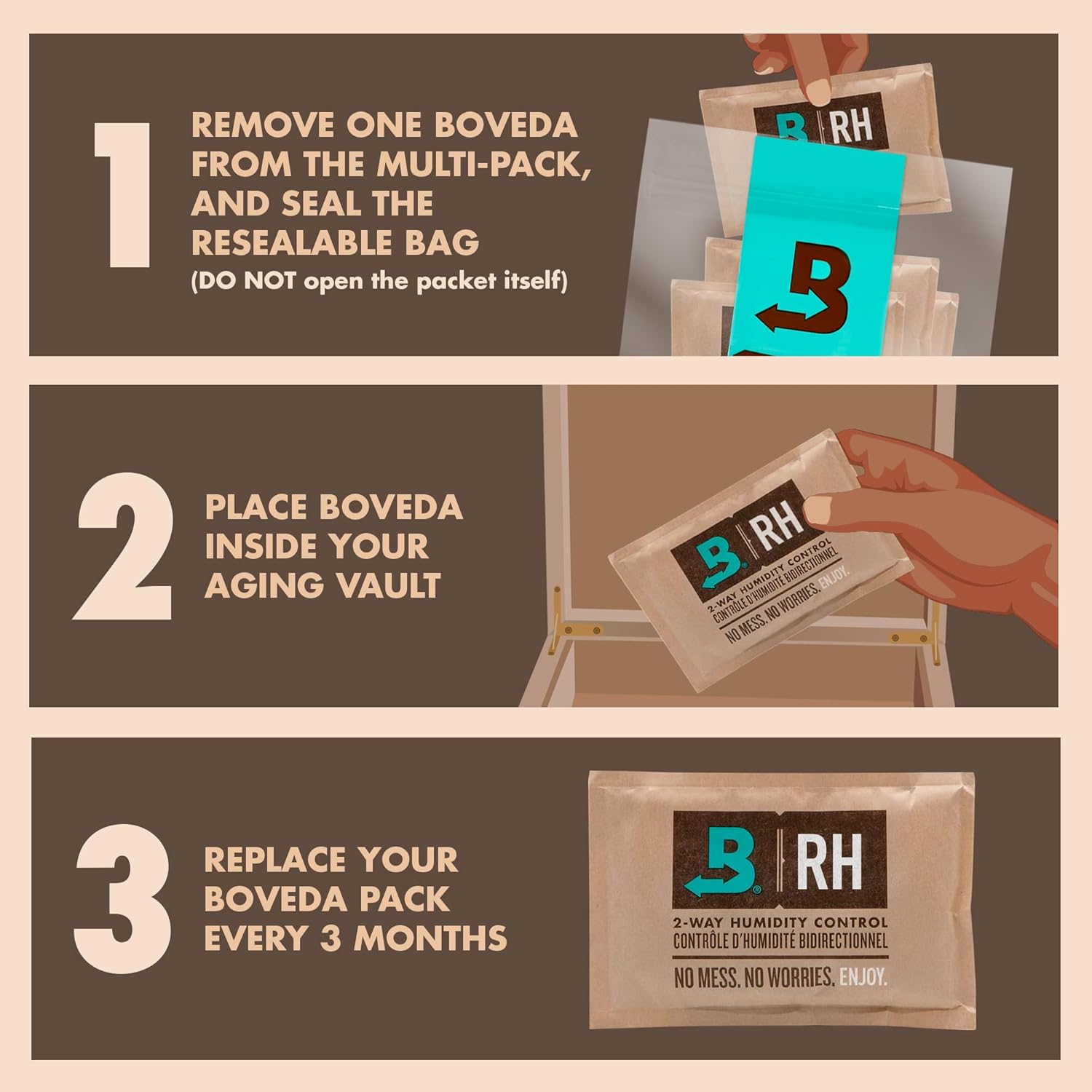 Boveda 72 Humidity Control Packs 4 Pack for Wood Humidifier Boxes