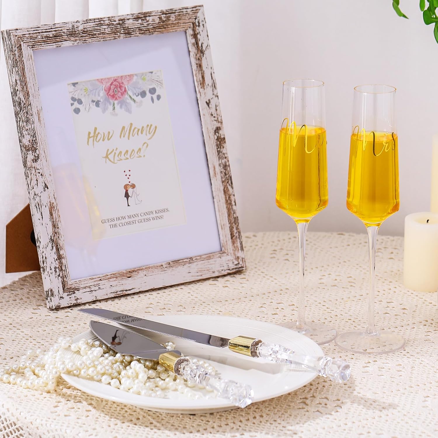 Boao 4-Piece Wedding Toasting Flutes and Cake Server Set