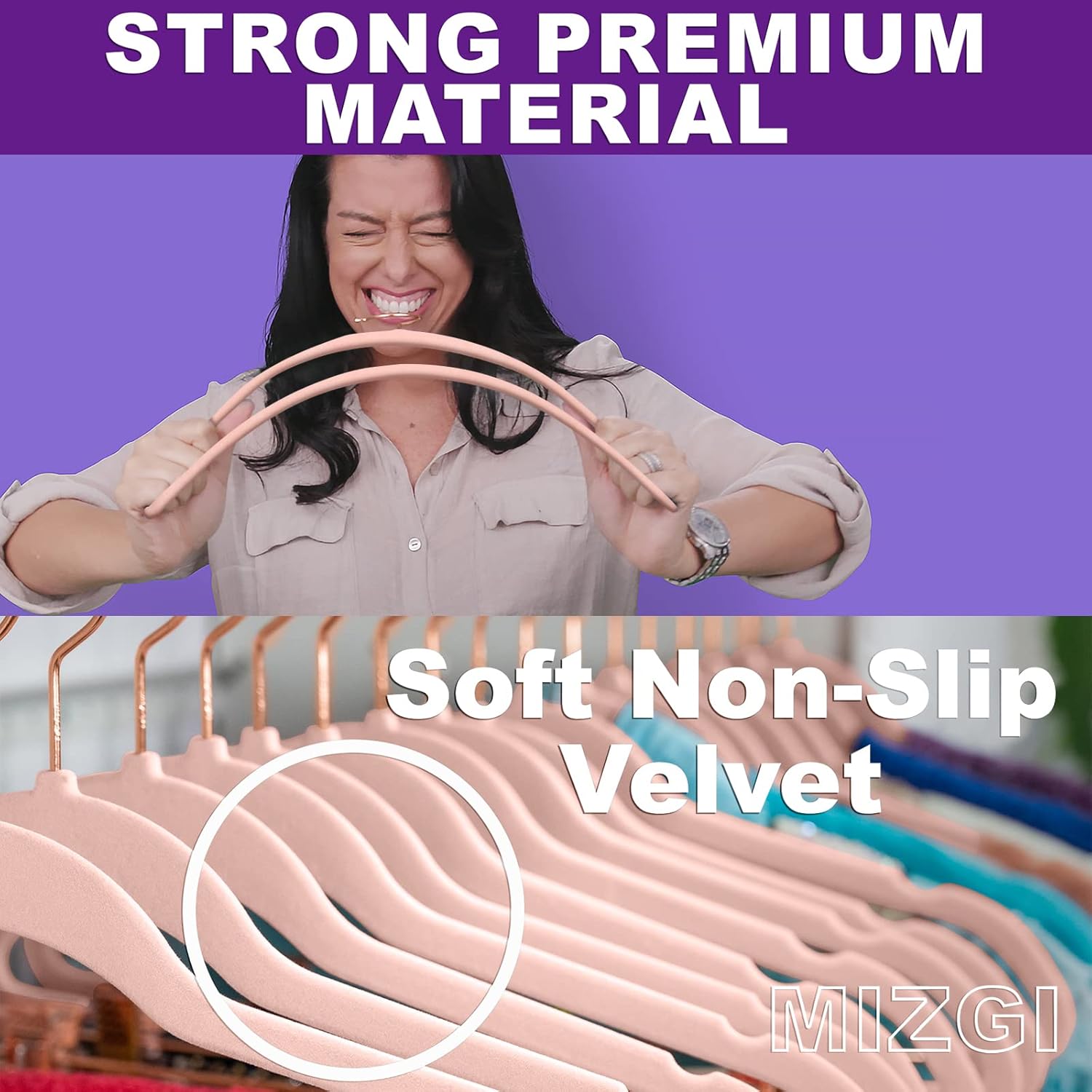 MIZGI Premium Velvet Hangers 30 Pack Swivel Hooks