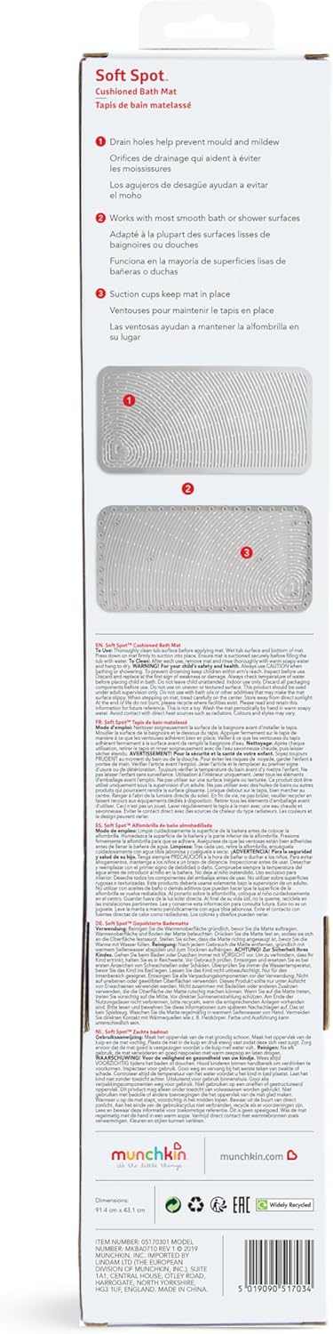 Munchkin Soft Spot Baby Bath Mat 36x17 Grey