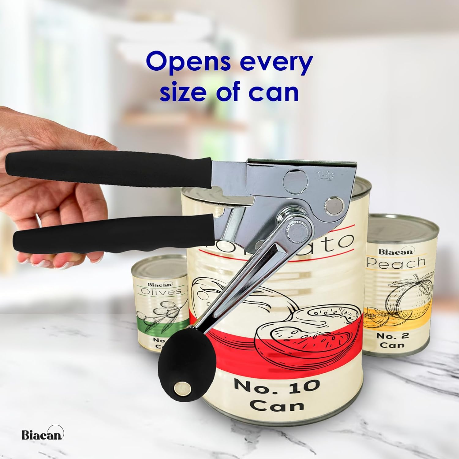 BIACAN Heavy Duty Manual Can Opener with Ergonomic Design