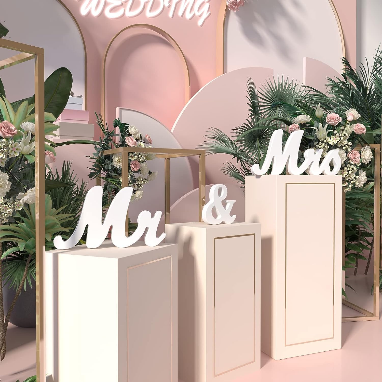VIOPVERY Mr Mrs Wedding Sign with Banner Decorations