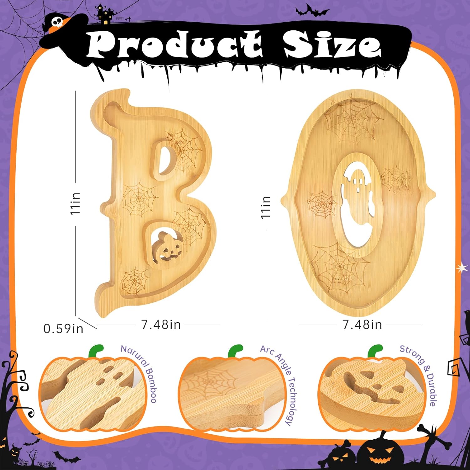 3 Piece Wooden Halloween Charcuterie Board with 14 Balloons