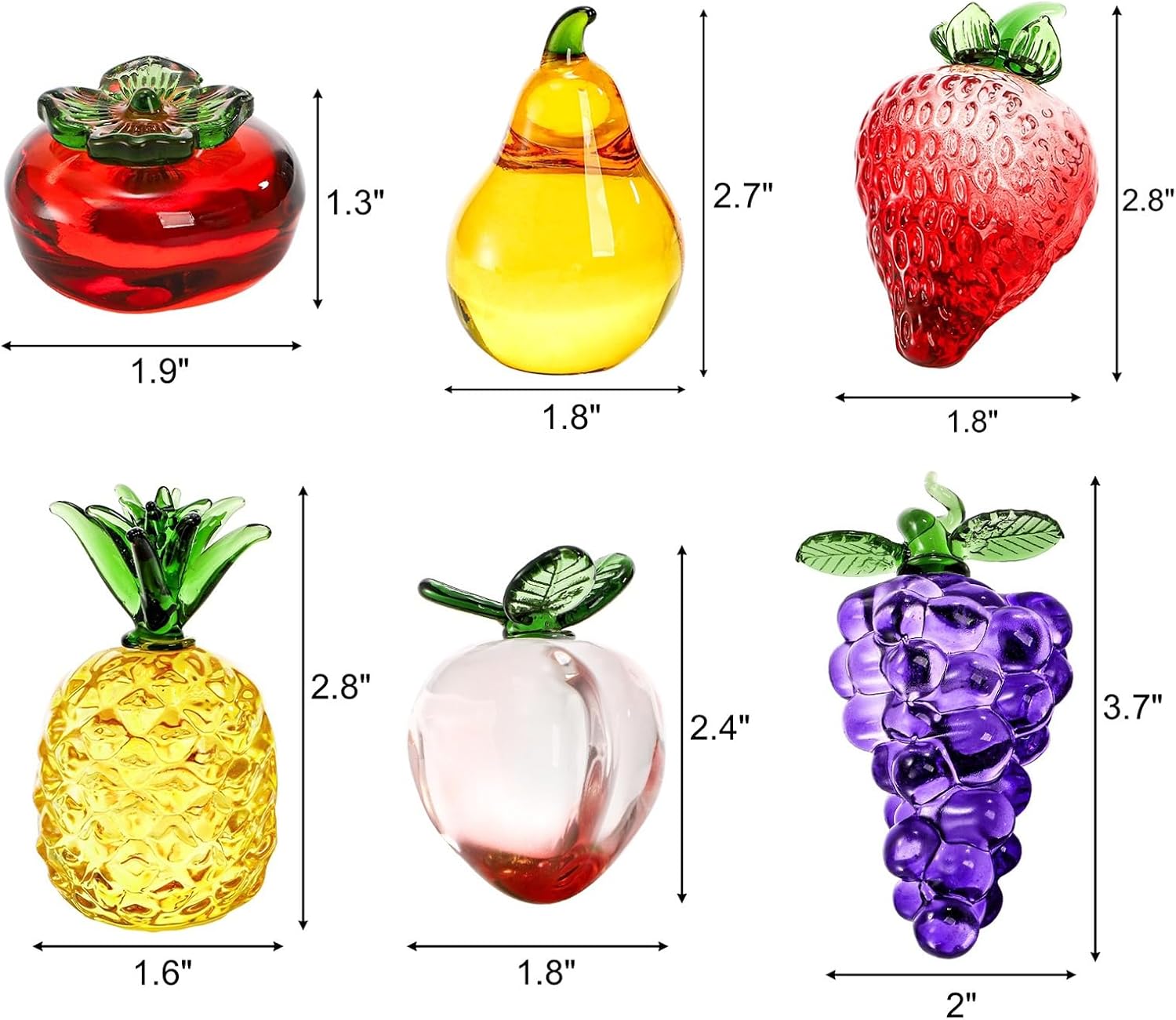ZEAYEA 6 Pcs Crystal Glass Fruit Decor Set