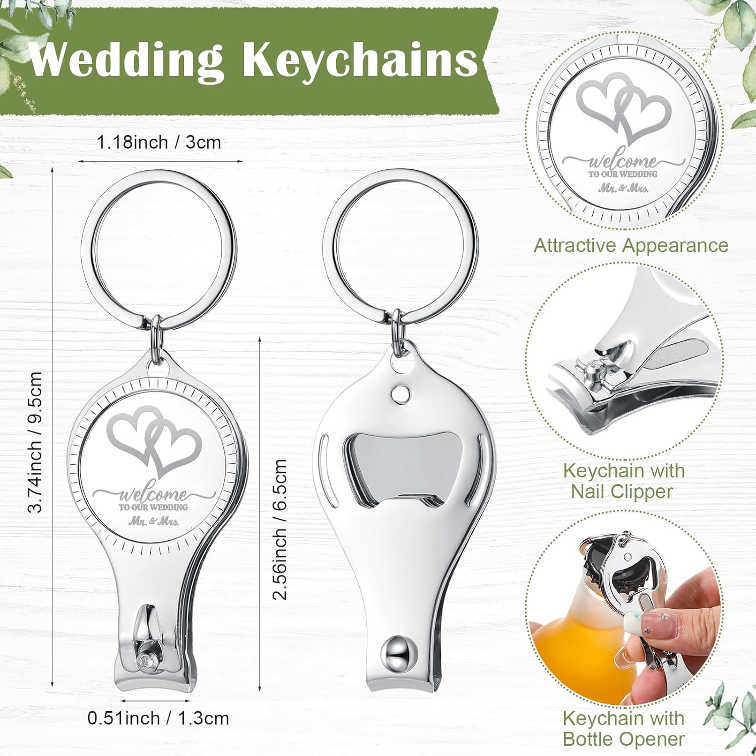 Fulmoon Wedding Multi-Functional Bottle Opener Set 50 Pieces