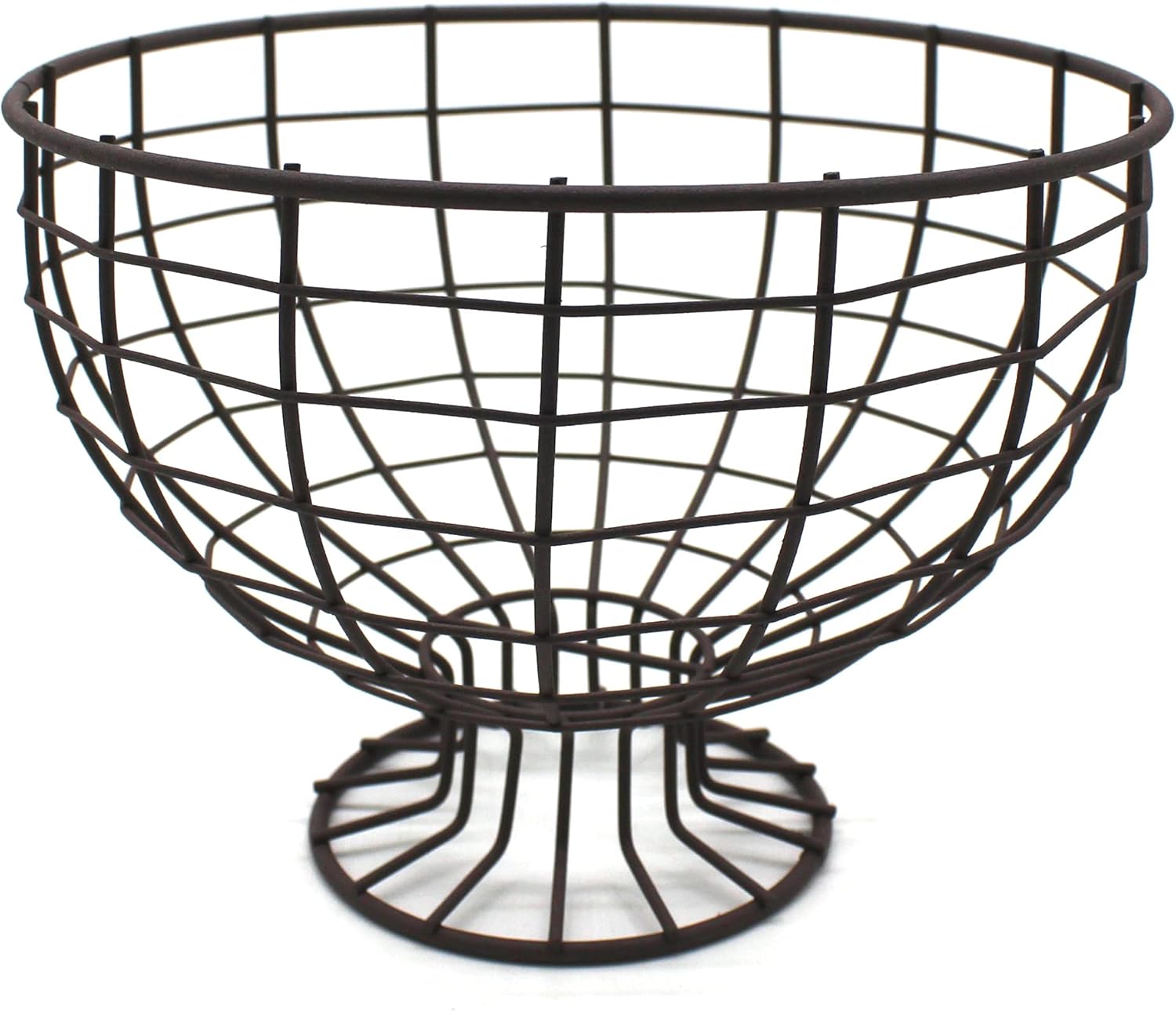 Rusty Metal Wire Round Egg Basket with Pedestal