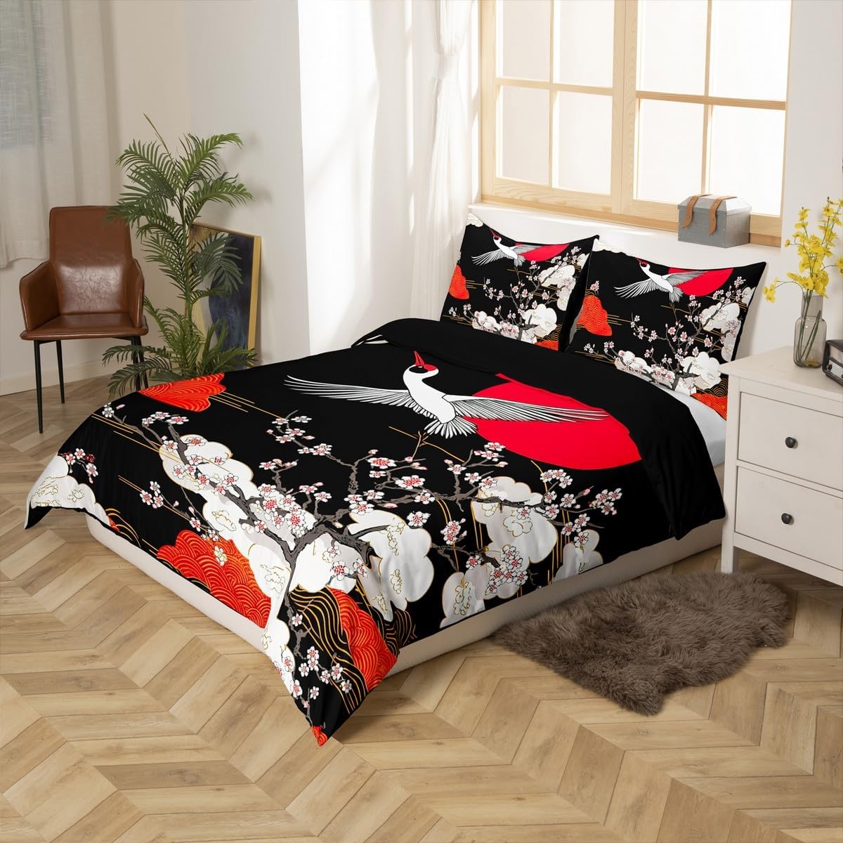 Feelyou Cherry Blossom Duvet Cover Set King Size