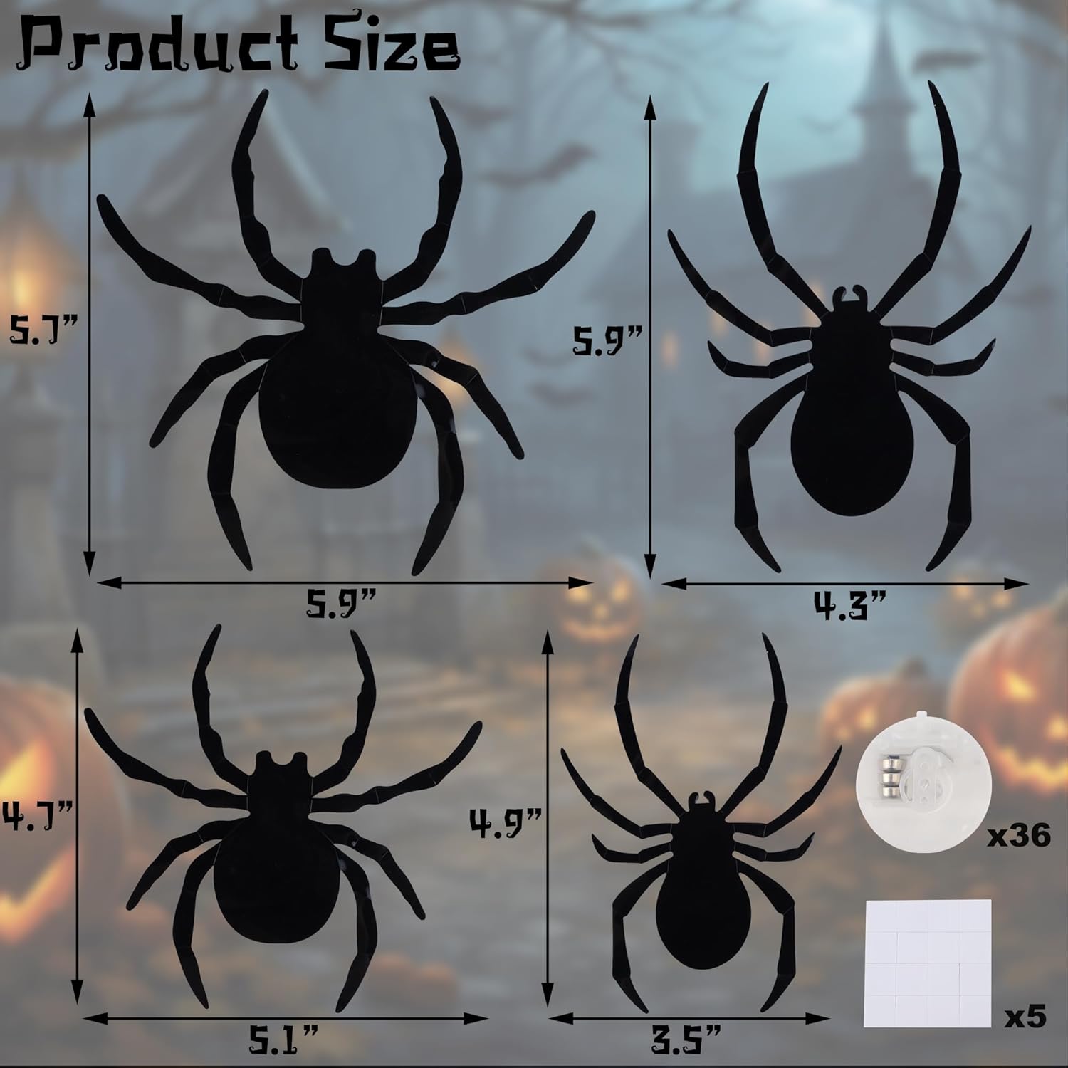 DRDUDU 36 Halloween Spider Wall Decor with LEDs