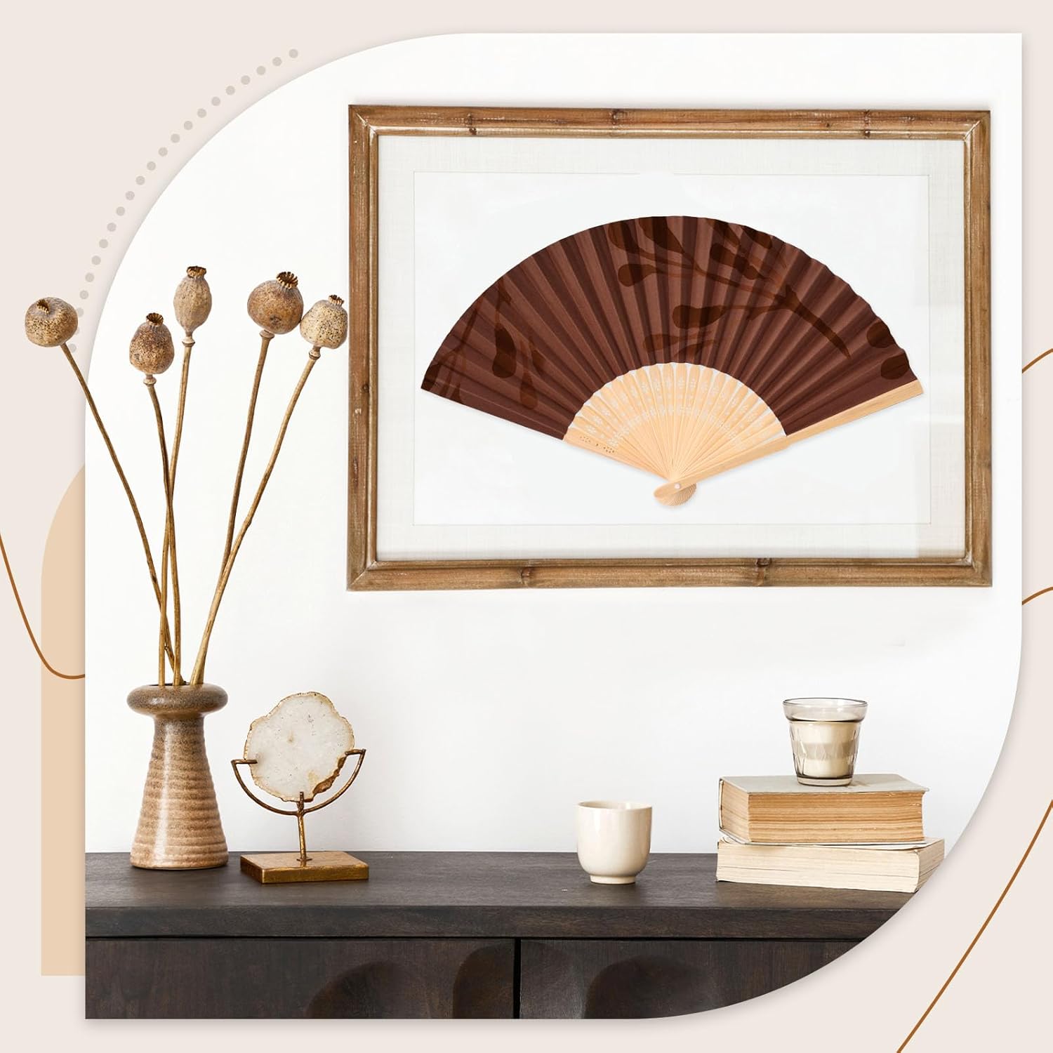 JOHOUSE 12 Pack Decorative Folding Paper Fans